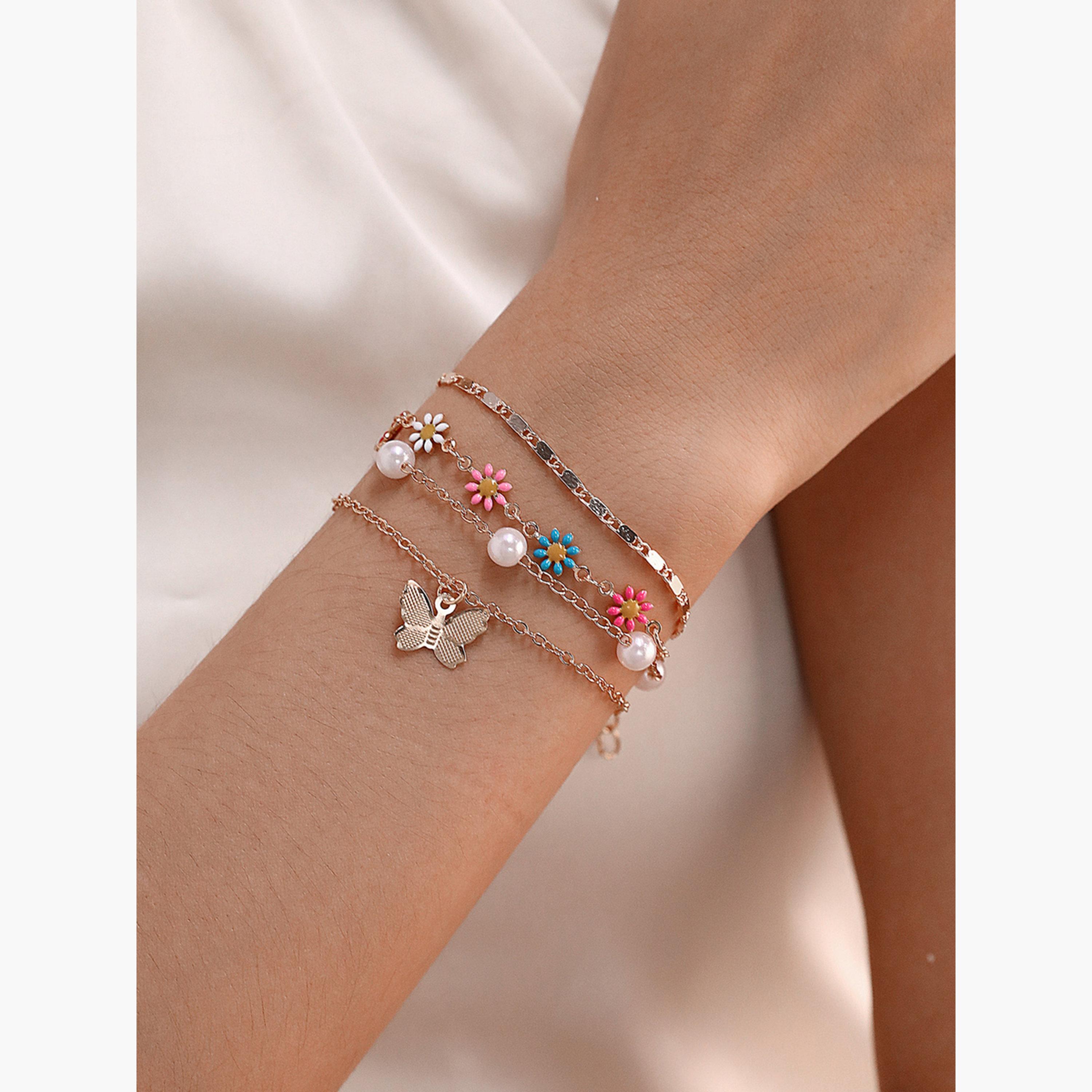 Take Two Set of 4 - Butterfly Pendant Flower Decor Bracelets-women-watchesandjewellery-jewellery-banglesandbracelets-image-2