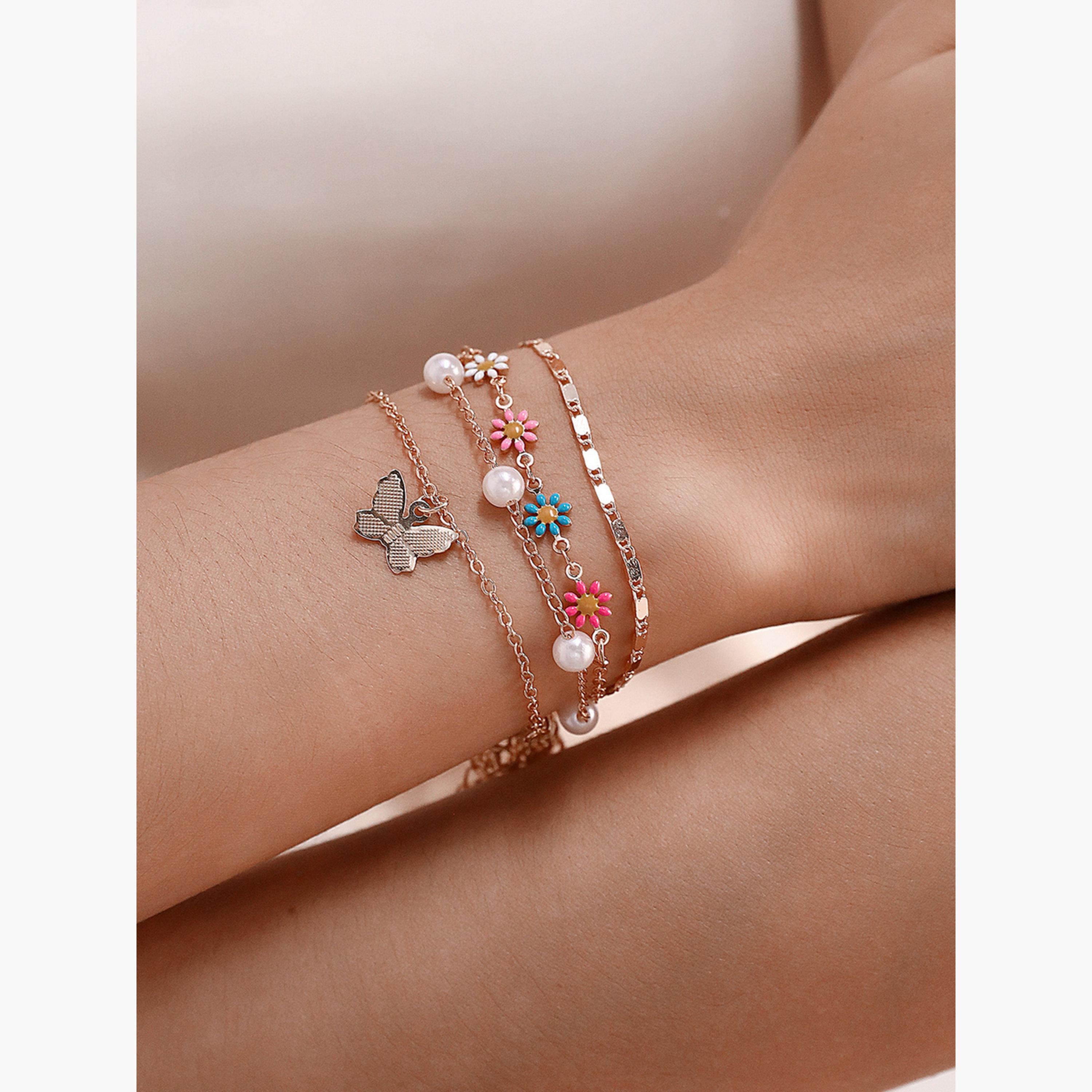 Take Two Set of 4 - Butterfly Pendant Flower Decor Bracelets-women-watchesandjewellery-jewellery-banglesandbracelets-image-3