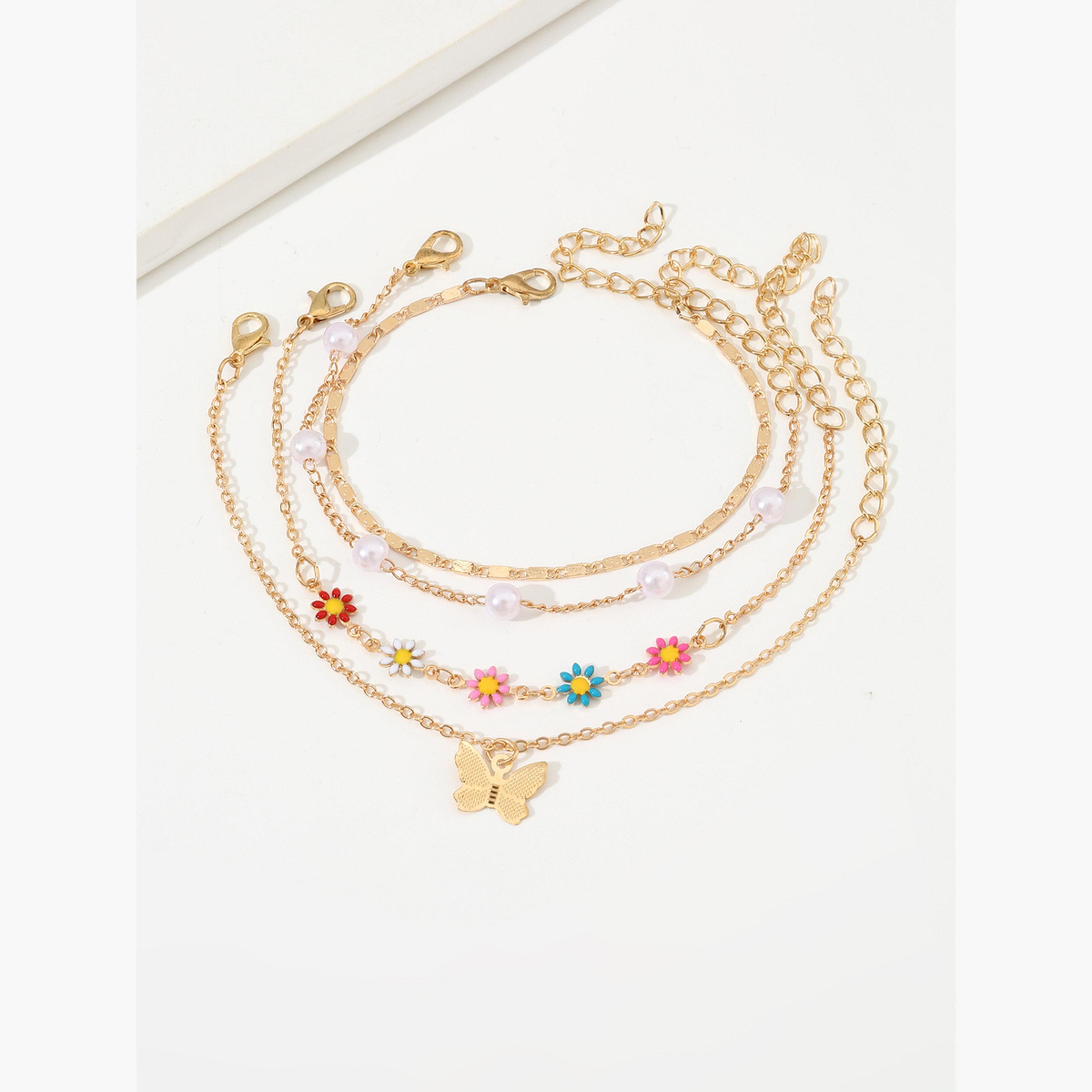 مجموعة من 4 أساور يد بعقد فراشة وزهرة-women-watchesandjewellery-jewellery-banglesandbracelets-image-6