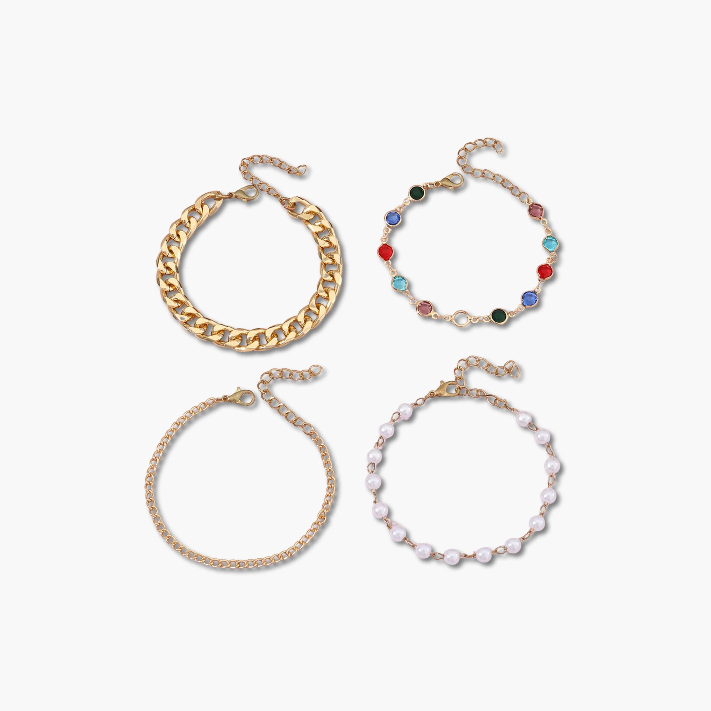 Take Two Set of 4 - Assorted Link Bracelets-women-watchesandjewellery-jewellery-banglesandbracelets-image-1