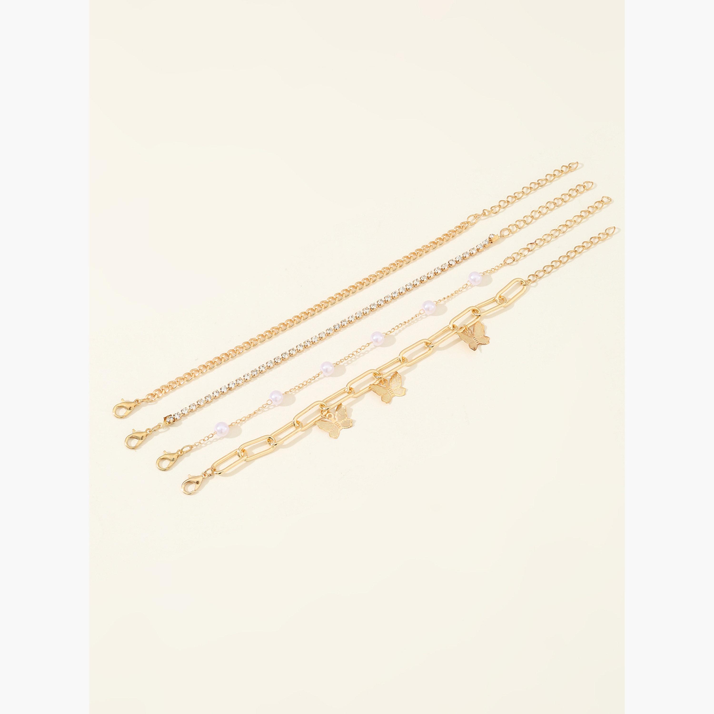 مجموعة من 4 أساور يد بتعليقة فراشة-women-watchesandjewellery-jewellery-banglesandbracelets-image-3