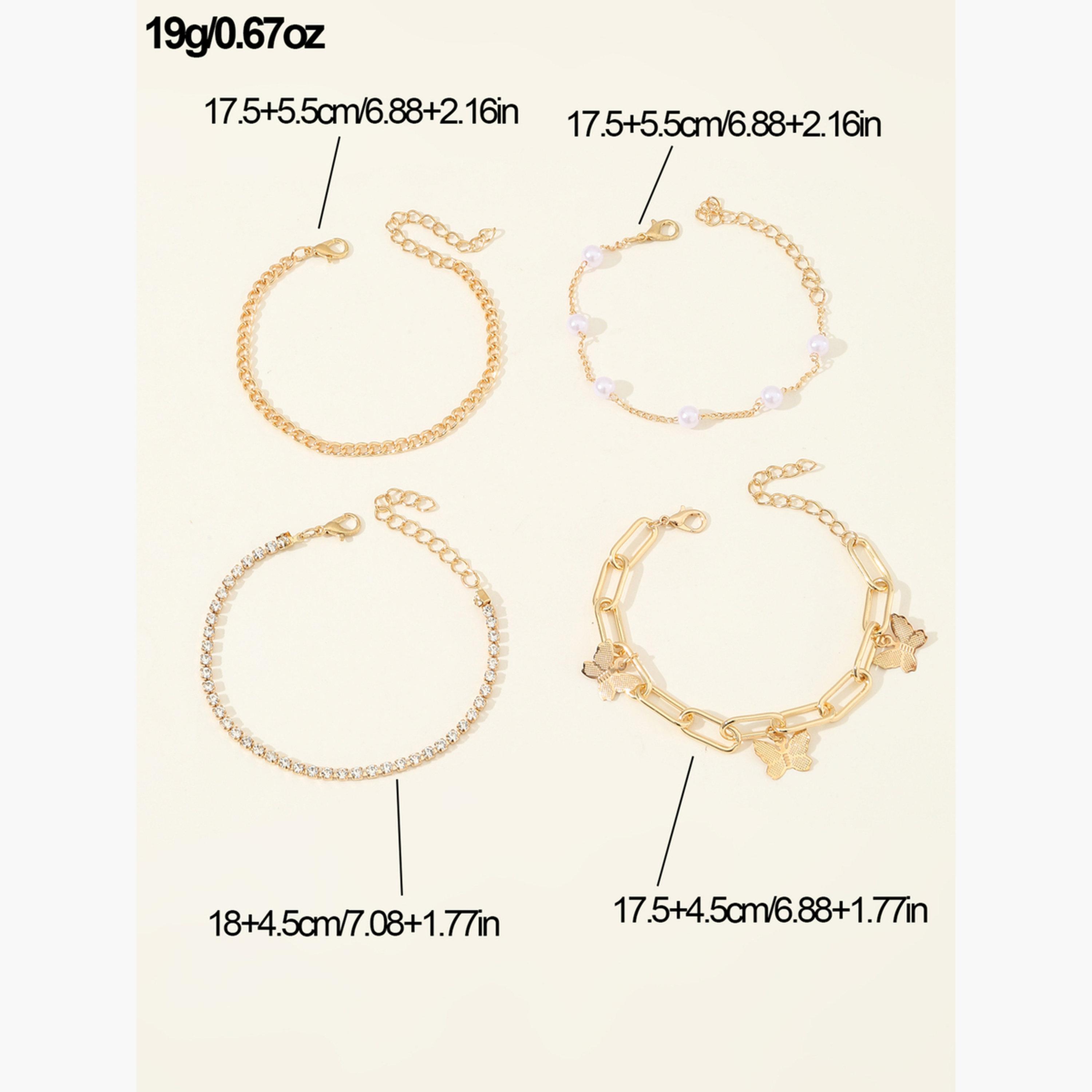 مجموعة من 4 أساور يد بتعليقة فراشة-women-watchesandjewellery-jewellery-banglesandbracelets-image-6