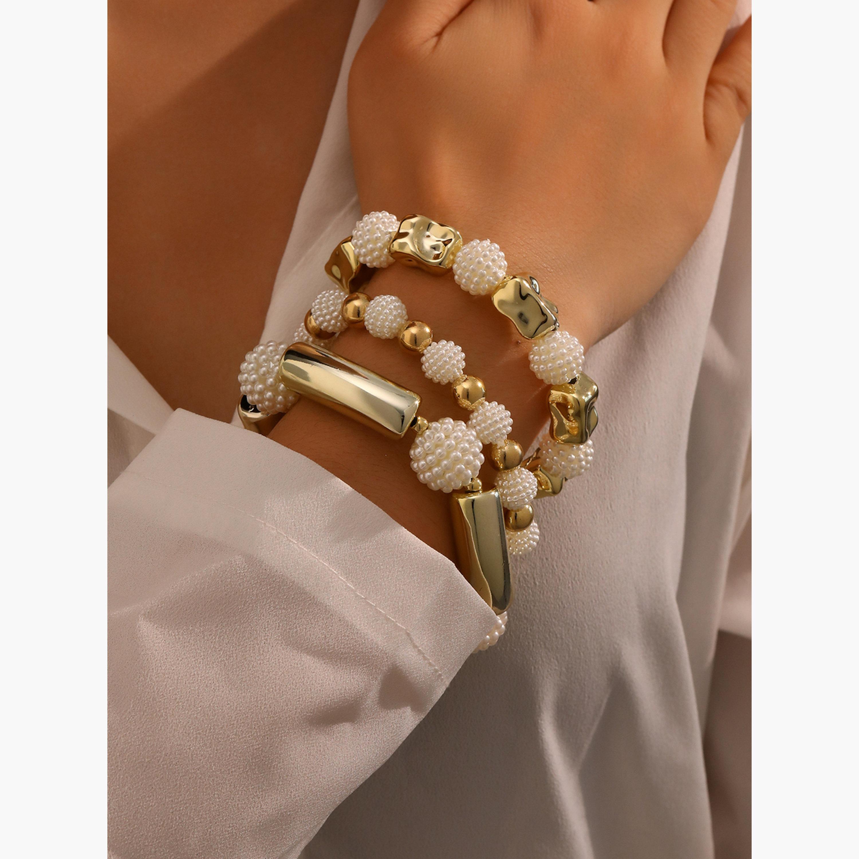 Take Two Set of 3 - Textured Beaded Bracelets-women-watchesandjewellery-jewellery-banglesandbracelets-image-2