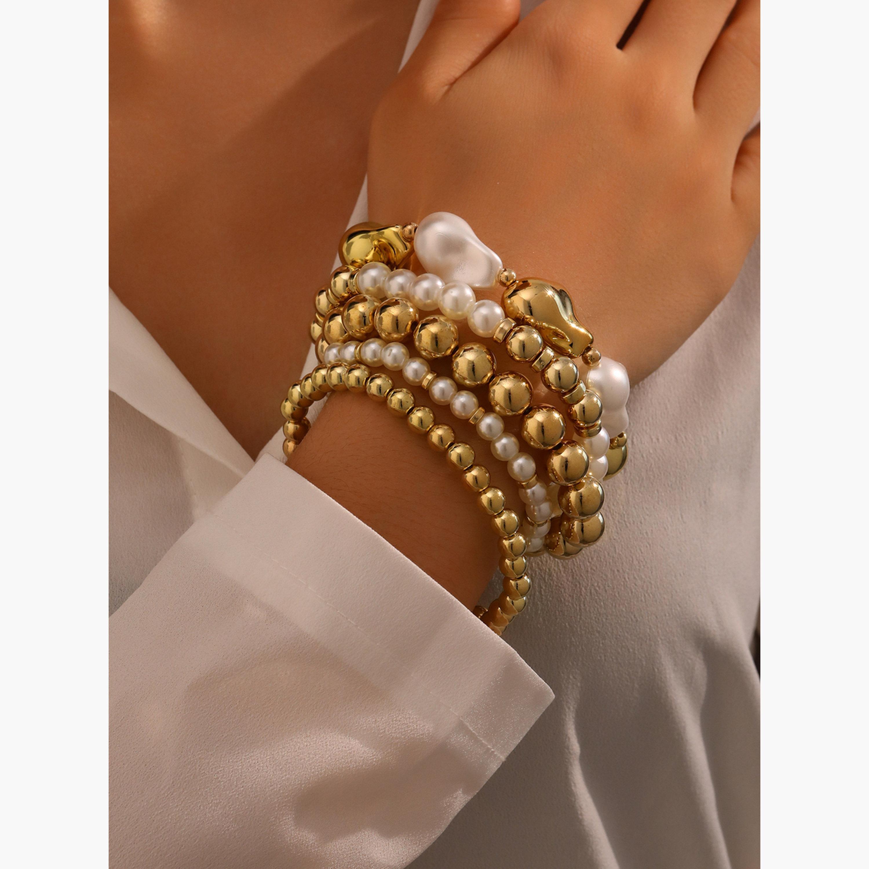 Take Two Set of 5 - Faux Pearl Beaded Bracelets-women-watchesandjewellery-jewellery-banglesandbracelets-image-2