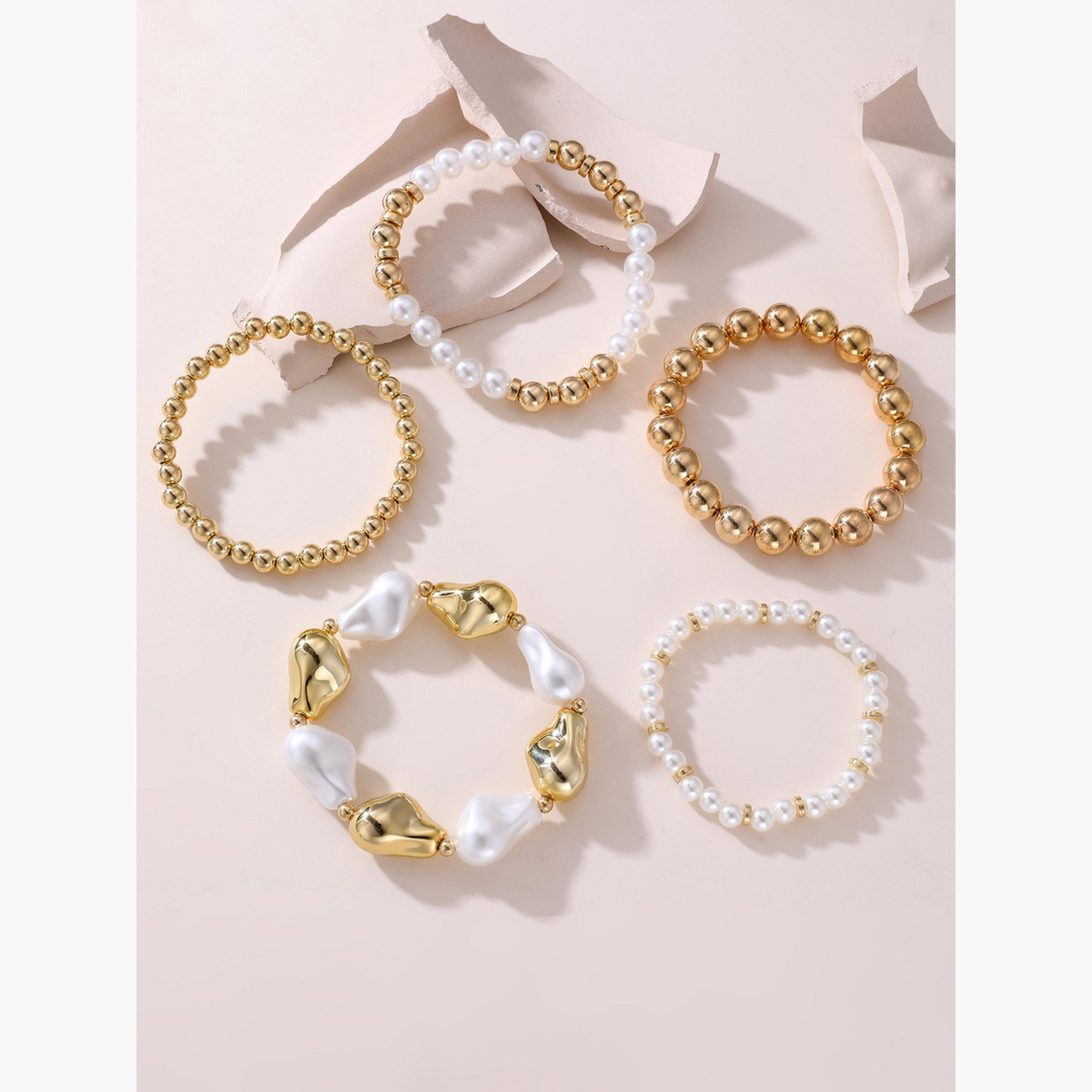 Take Two Set of 5 - Faux Pearl Beaded Bracelets-women-watchesandjewellery-jewellery-banglesandbracelets-image-3