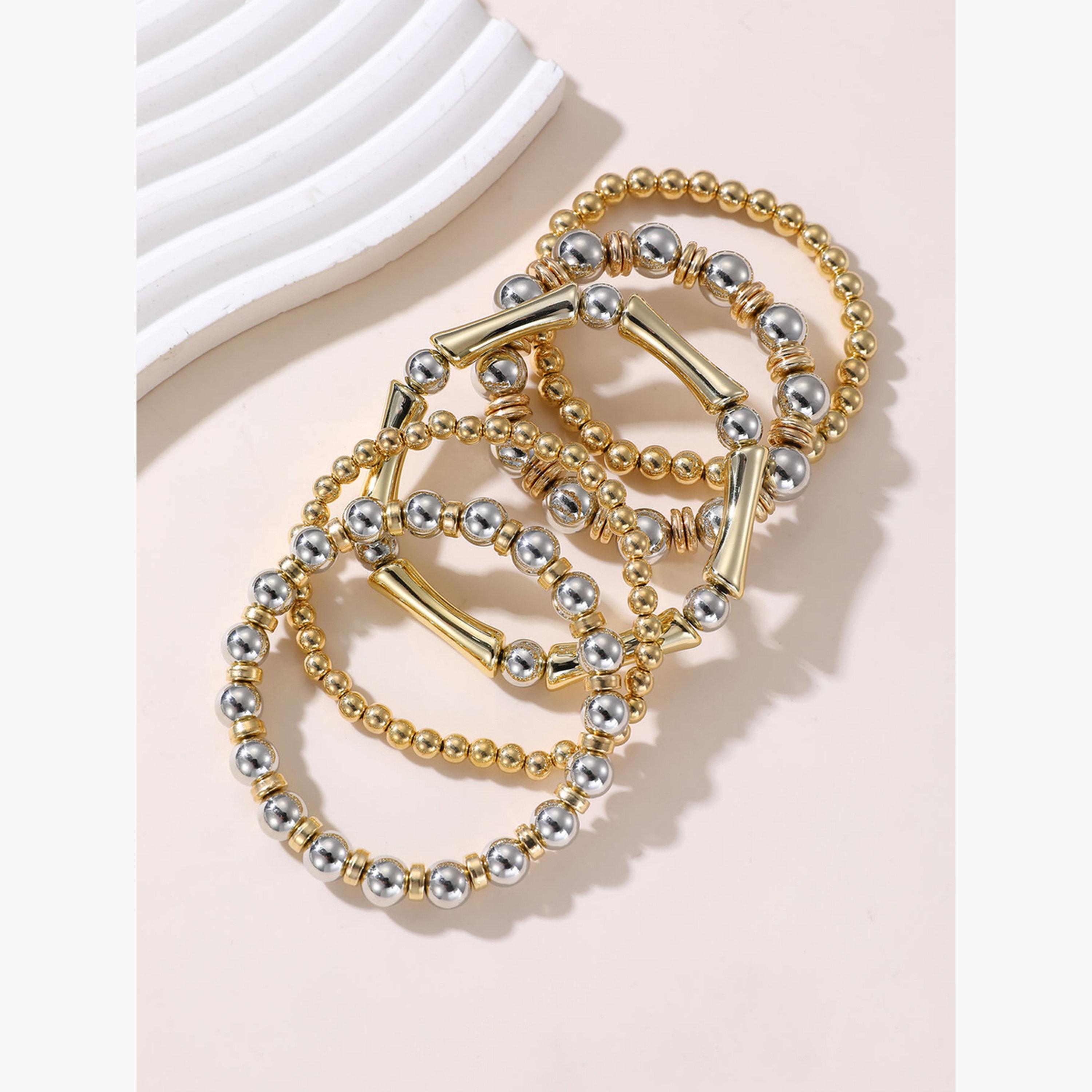 مجموعة من 5 أساور يد مزينة بالخرز-women-watchesandjewellery-jewellery-banglesandbracelets-image-3