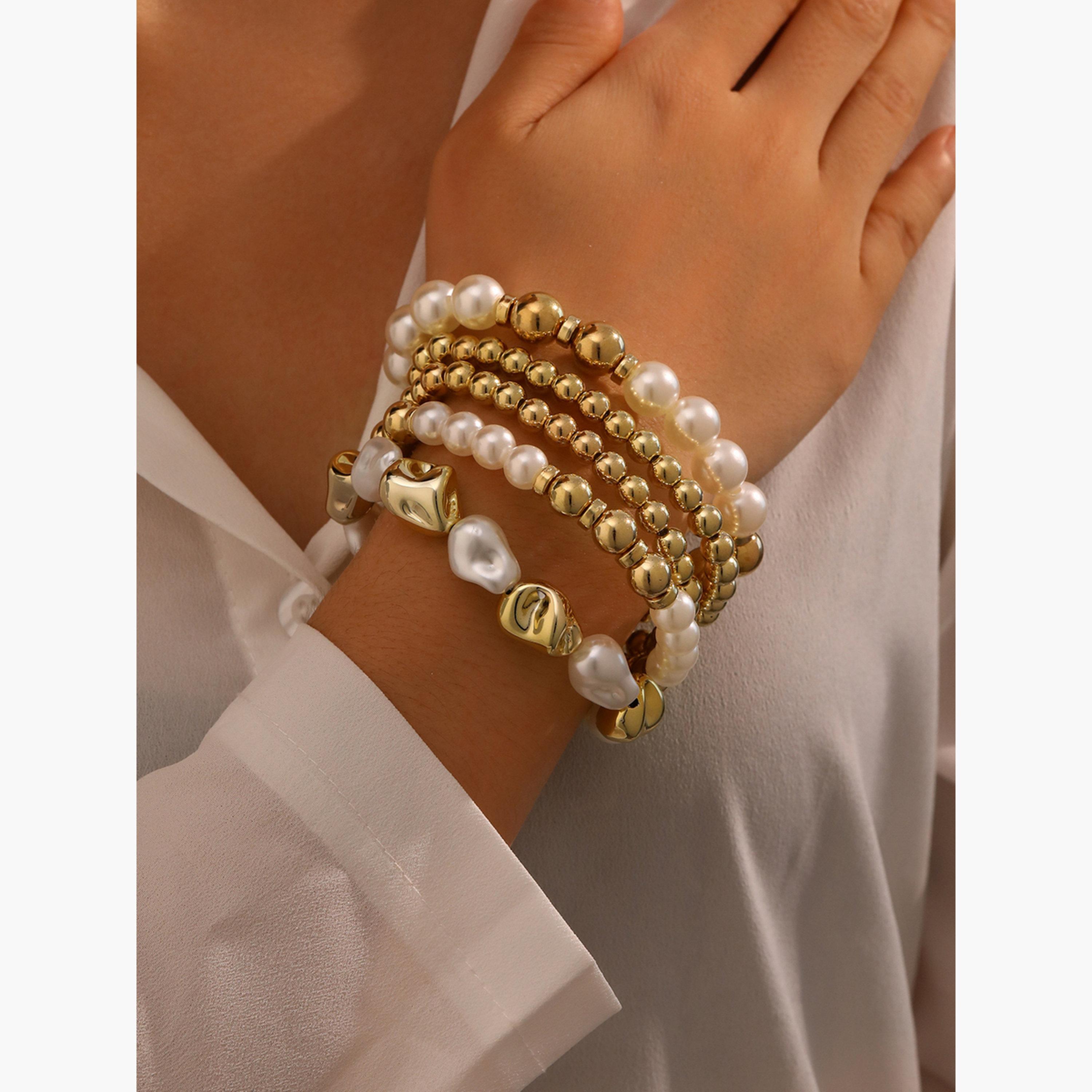 Take Two Set of 5 - Faux Pearl Beaded Bracelets-women-watchesandjewellery-jewellery-banglesandbracelets-image-2