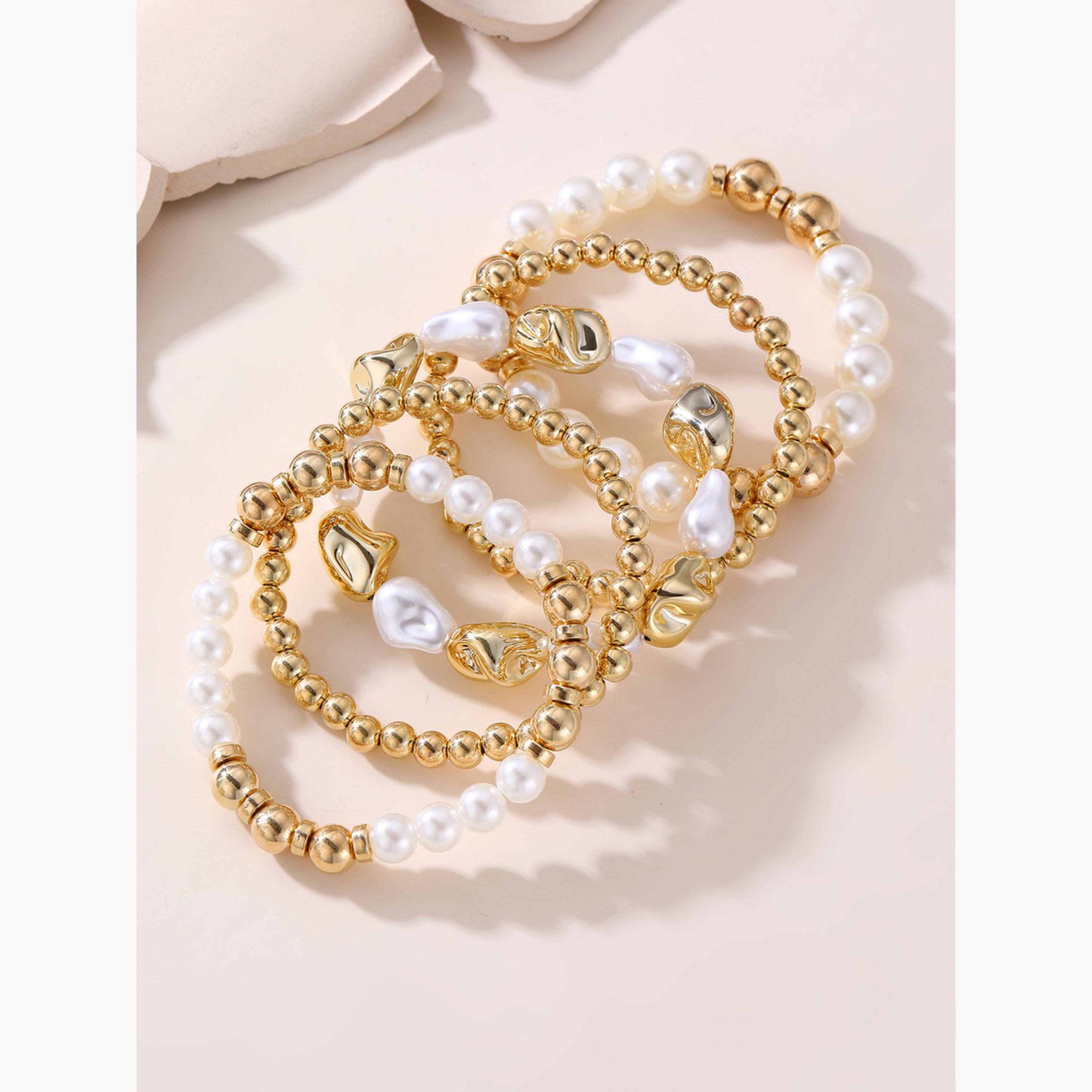 Take Two Set of 5 - Faux Pearl Beaded Bracelets-women-watchesandjewellery-jewellery-banglesandbracelets-image-3