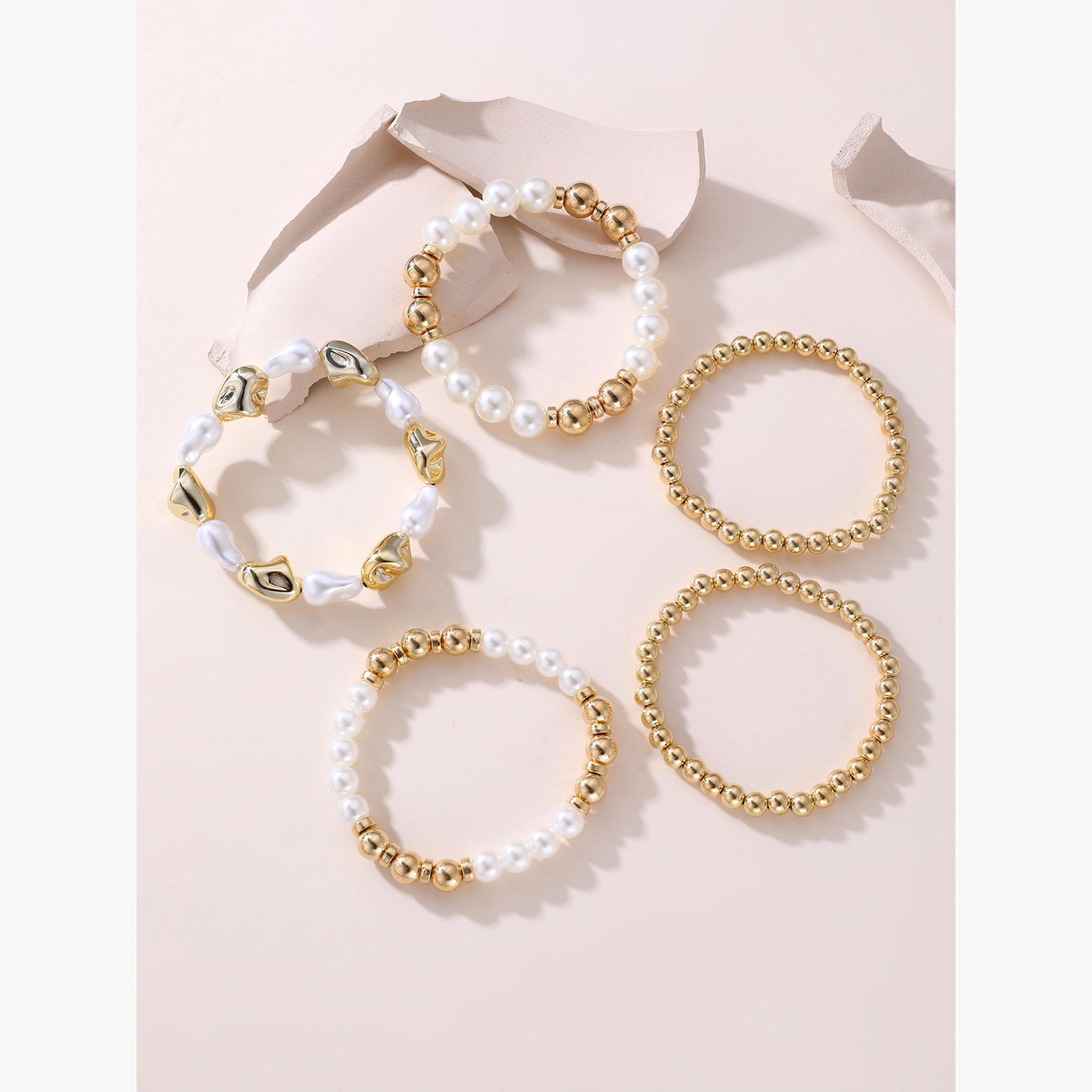 Take Two Set of 5 - Faux Pearl Beaded Bracelets-women-watchesandjewellery-jewellery-banglesandbracelets-image-4
