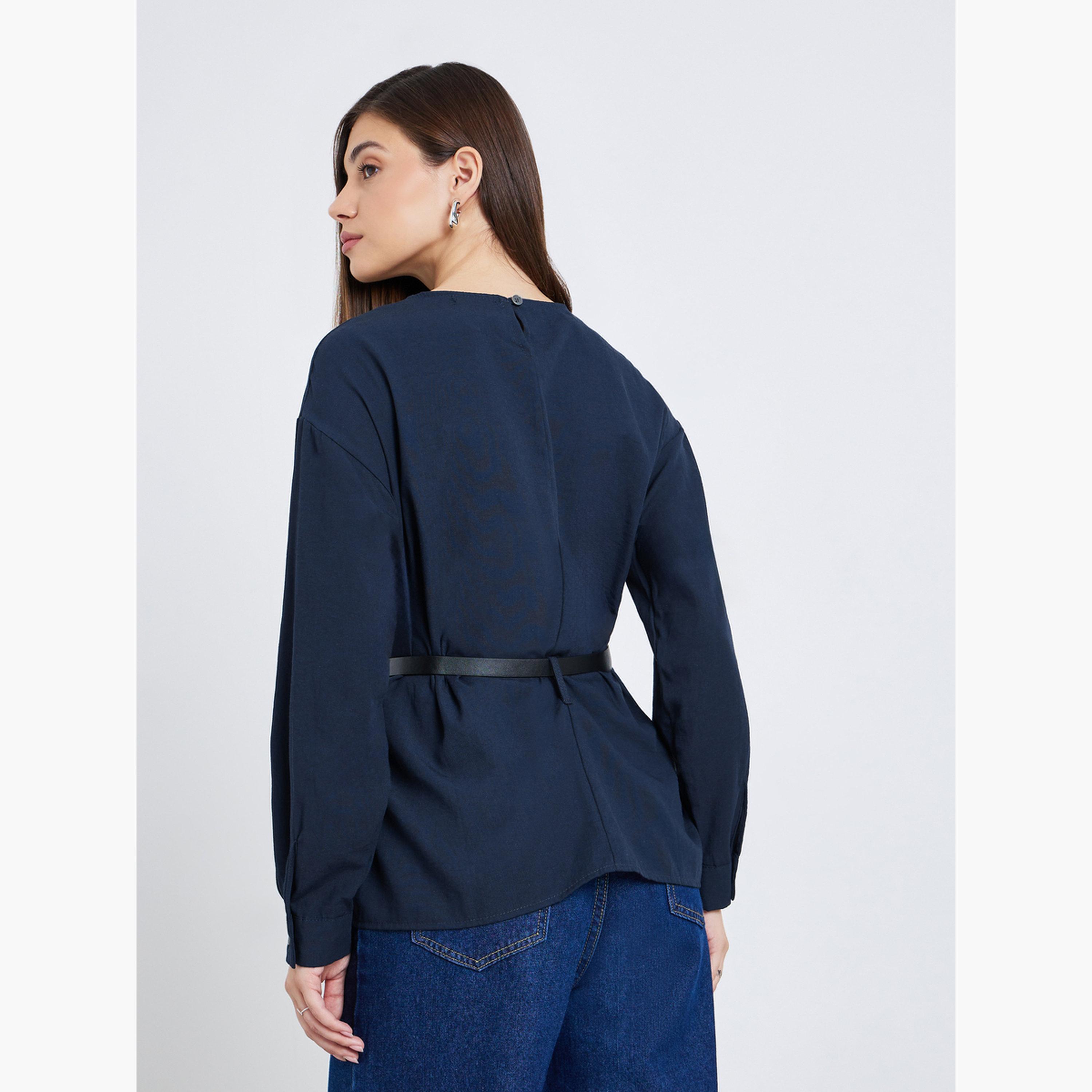 بلوزة بأكمام طويلة وحزام-women-clothing-shirtsandblouses-blouses-image-5
