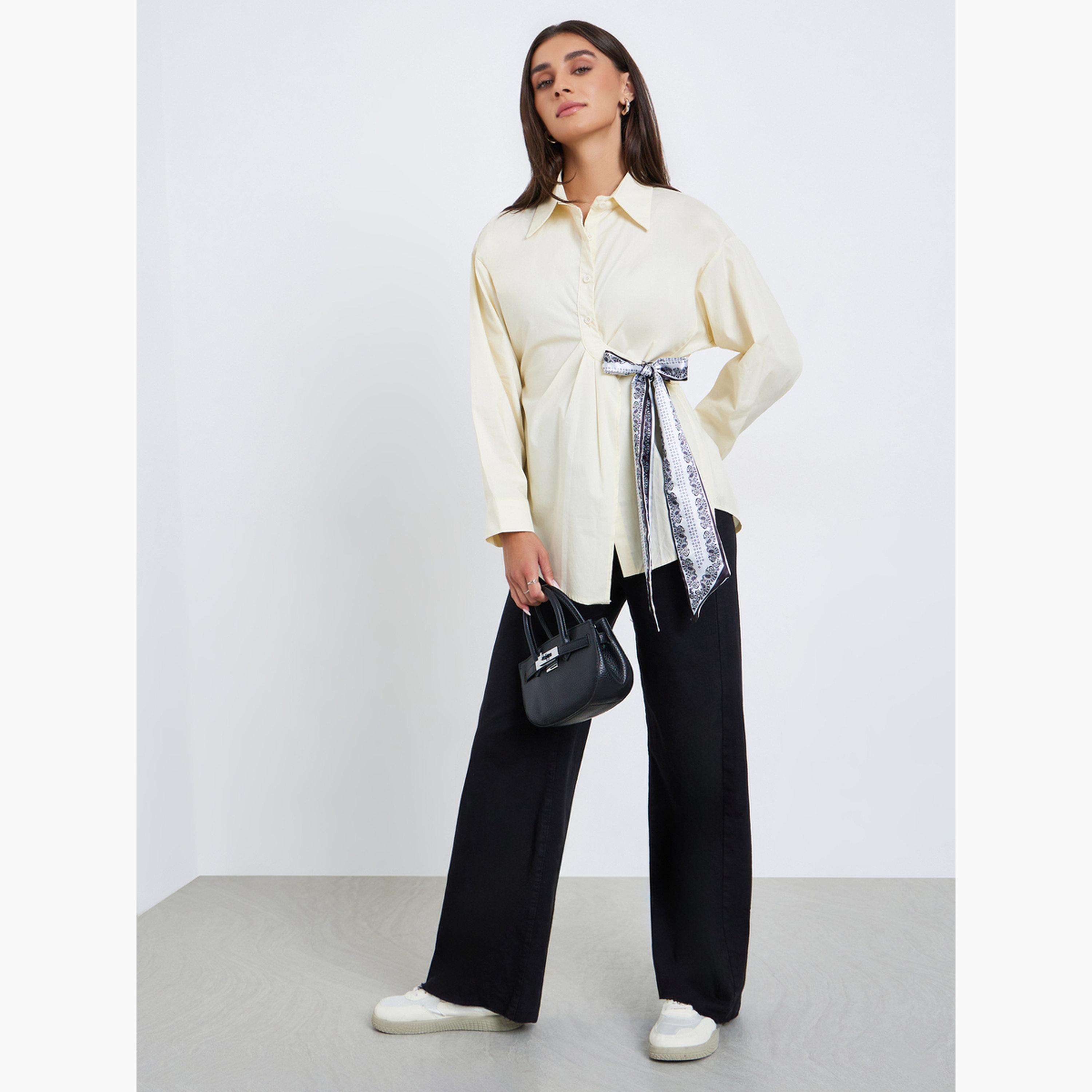 بلوزة بأكمام طويلة وتفاصيل وشاح-women-clothing-shirtsandblouses-blouses-image-2