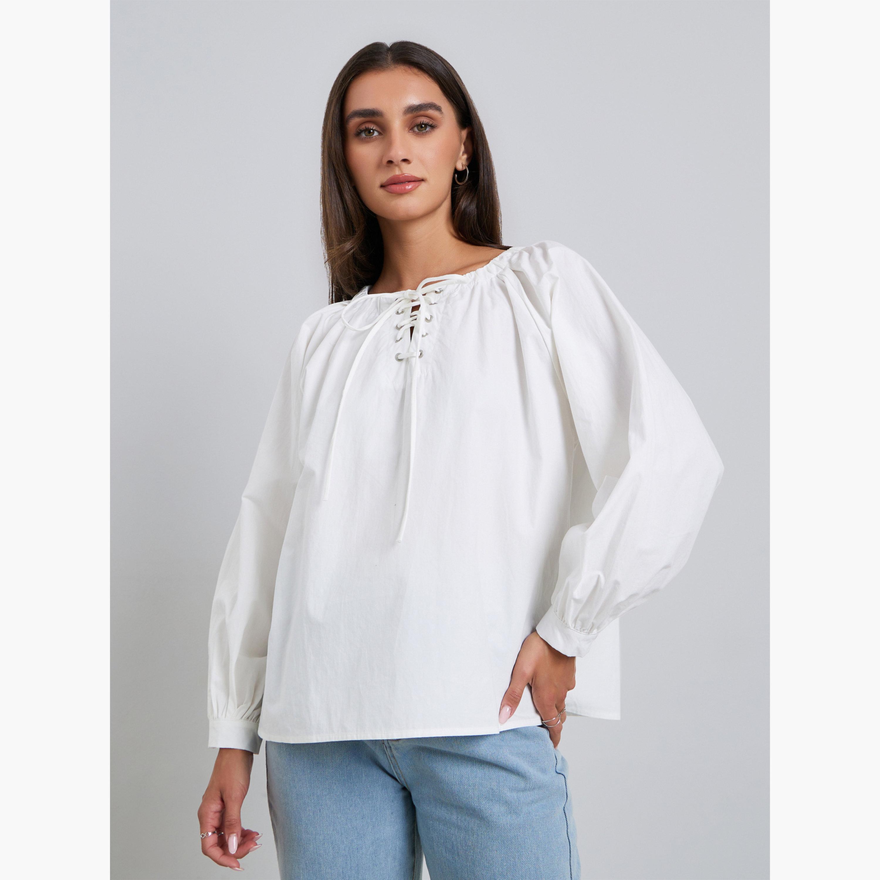 بلوزة برباط وأكمام طويلة-women-clothing-shirtsandblouses-blouses-image-1