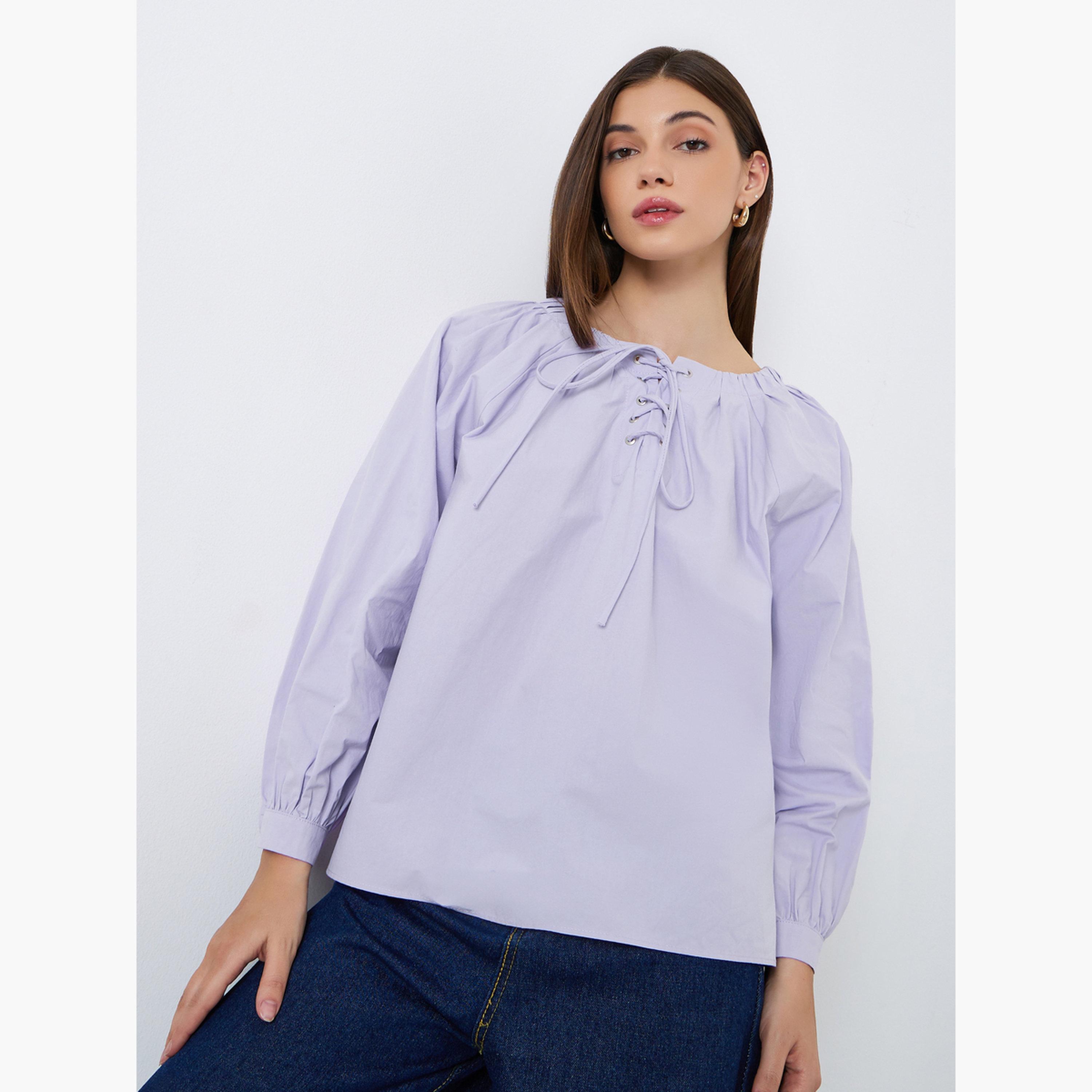 بلوزة برباط وأكمام طويلة-women-clothing-shirtsandblouses-blouses-image-1
