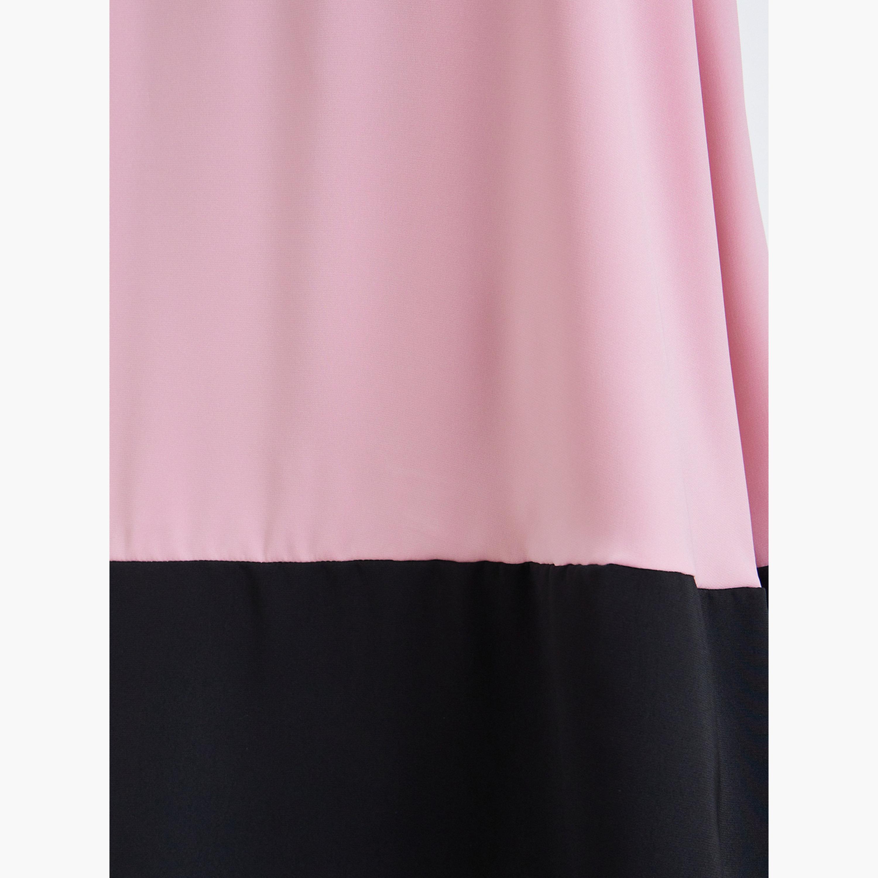 تنورة طويلة بنمط كتل الالوان وحواف متباينة-women-clothing-bottoms-skirts-image-4