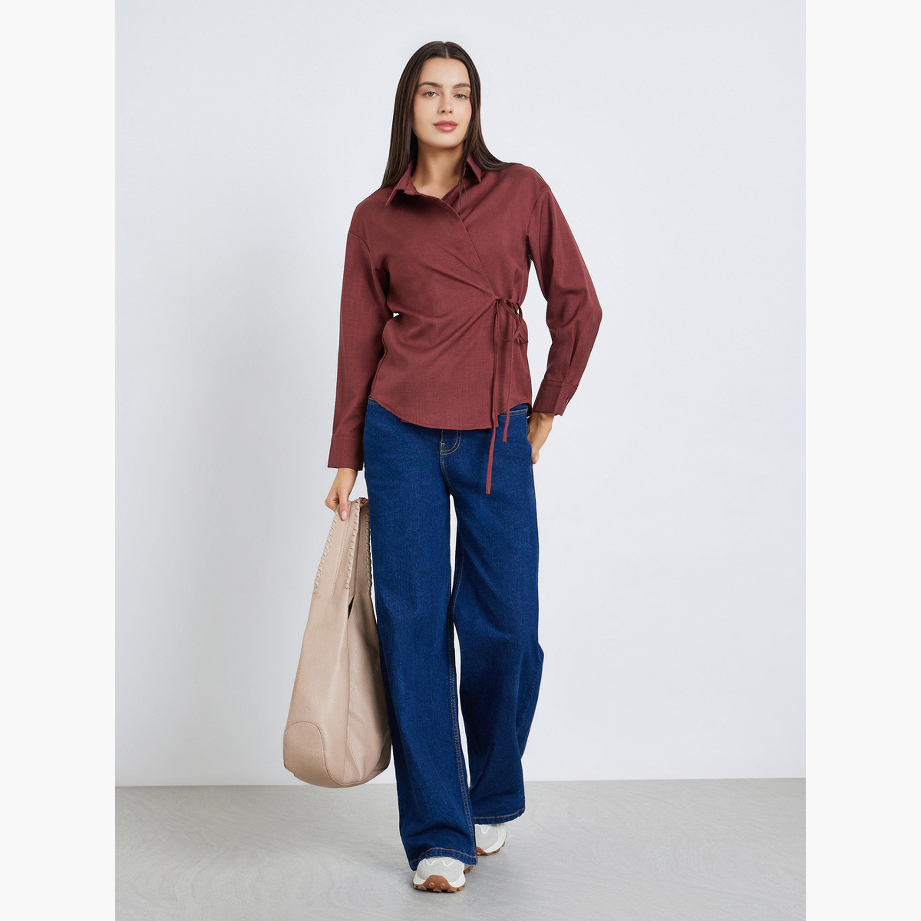 قميص بنمط لف بمقاس كبير-women-clothing-shirtsandblouses-blouses-image-2