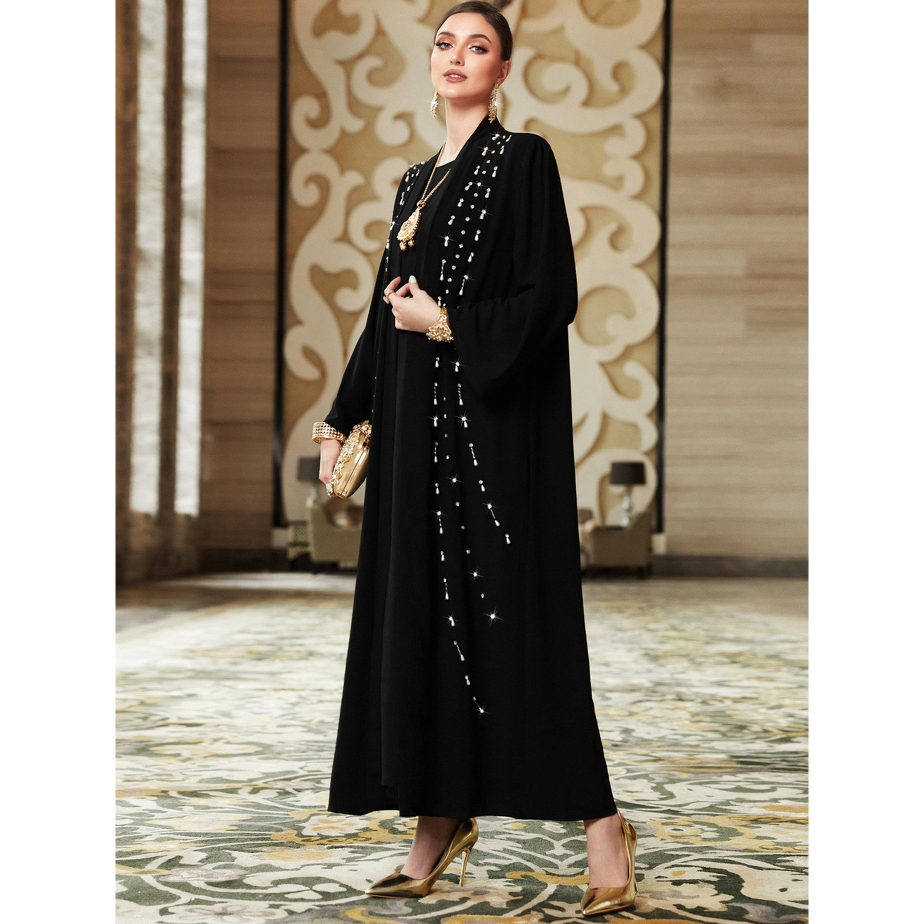 عباية نسائية مزينة بالفصوص وأكمام طويلة-women-arabicclothing-abayas-image-2