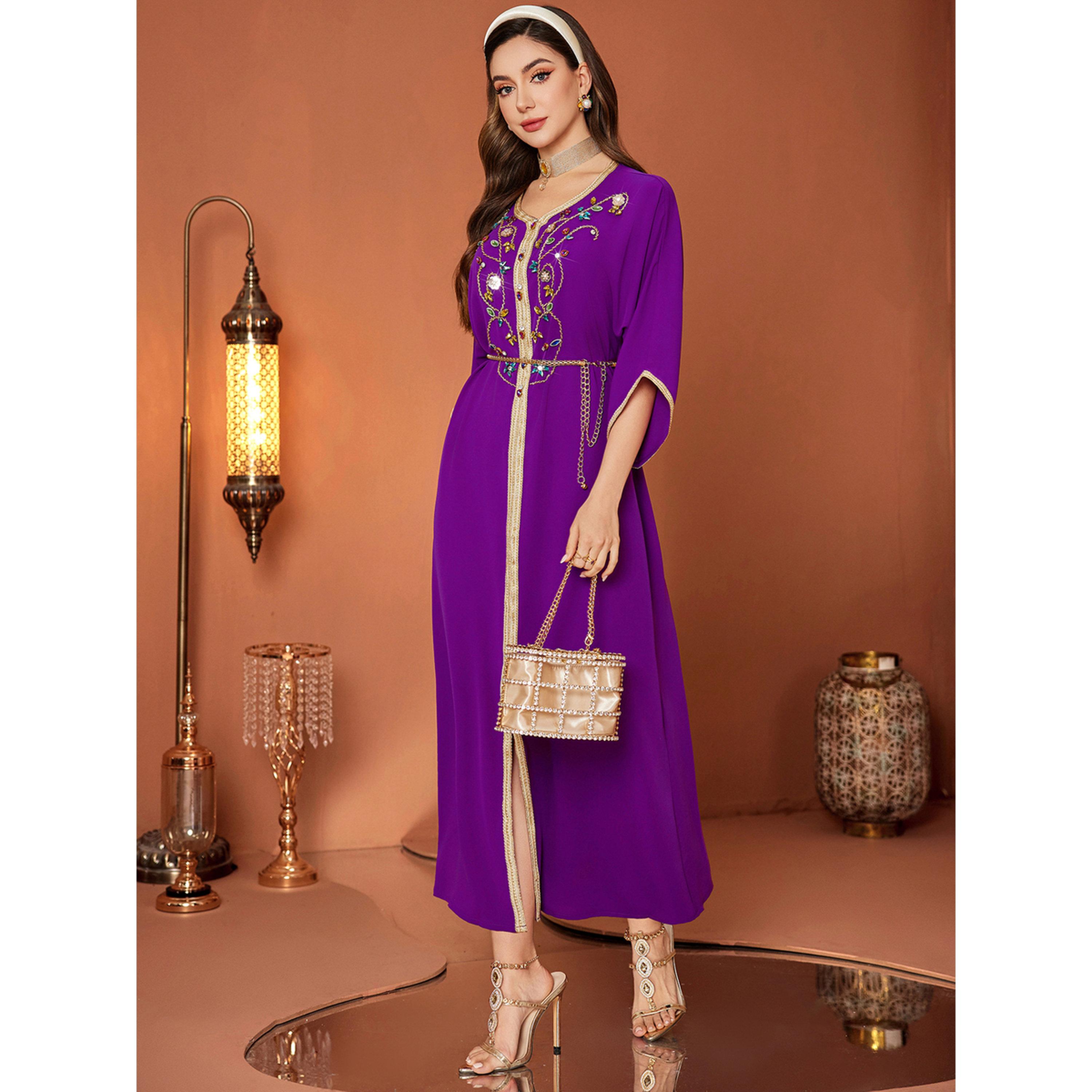 Take Two Women Purple Rhinestone Embellished Jalabiya-women-arabicclothing-jalabiyas-image-2