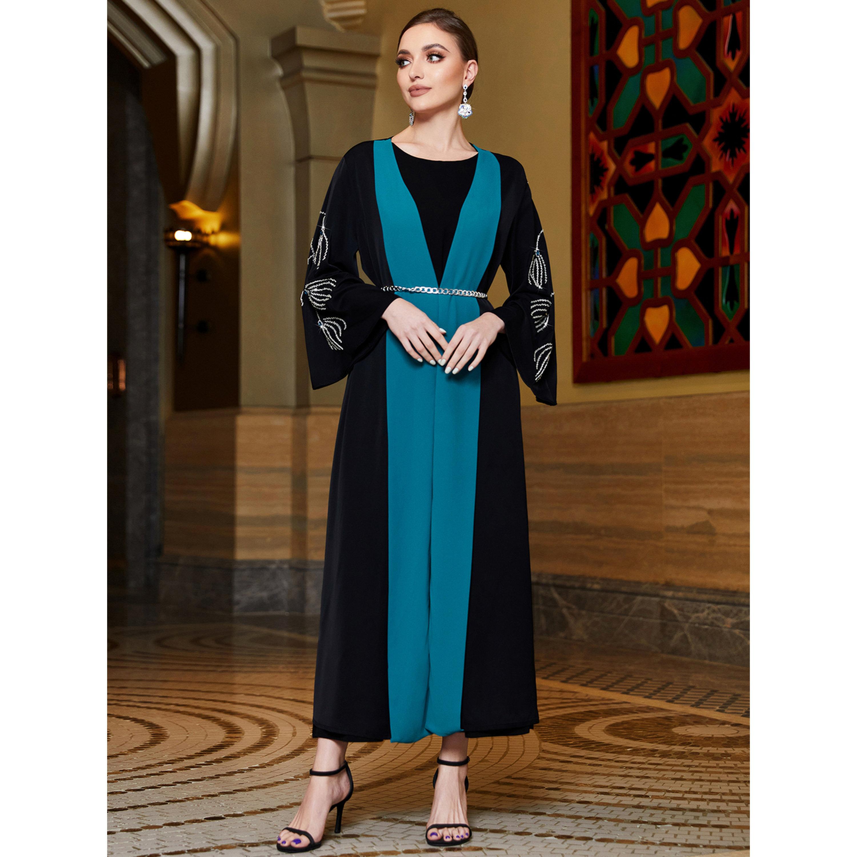 Take Two Women Color Block Rhinestone Embellished Abaya-women-arabicclothing-abayas-image-5