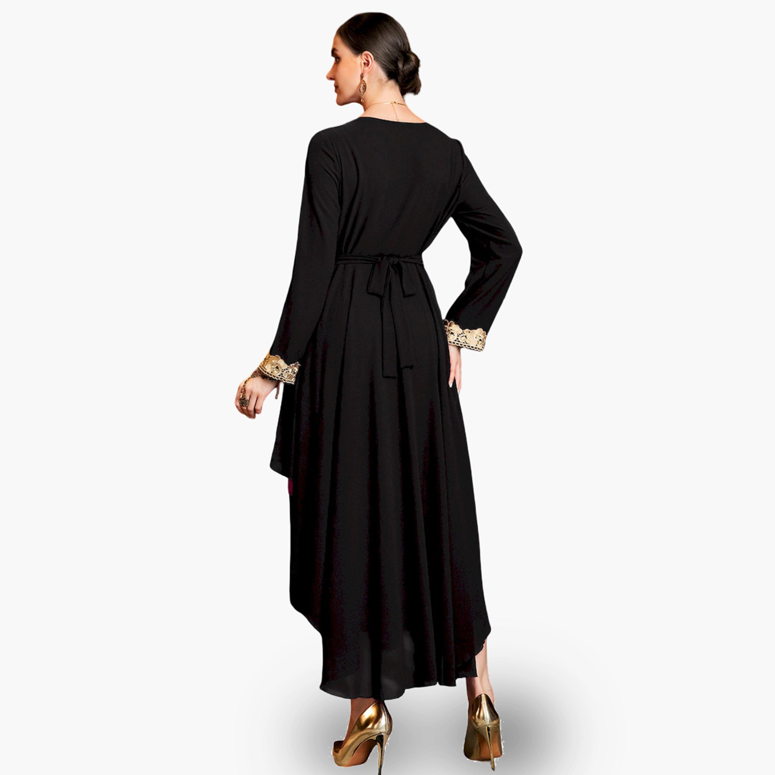 جلابية بتفاصيل رقع وحواف ذهبية-women-arabicclothing-jalabiyas-image-3