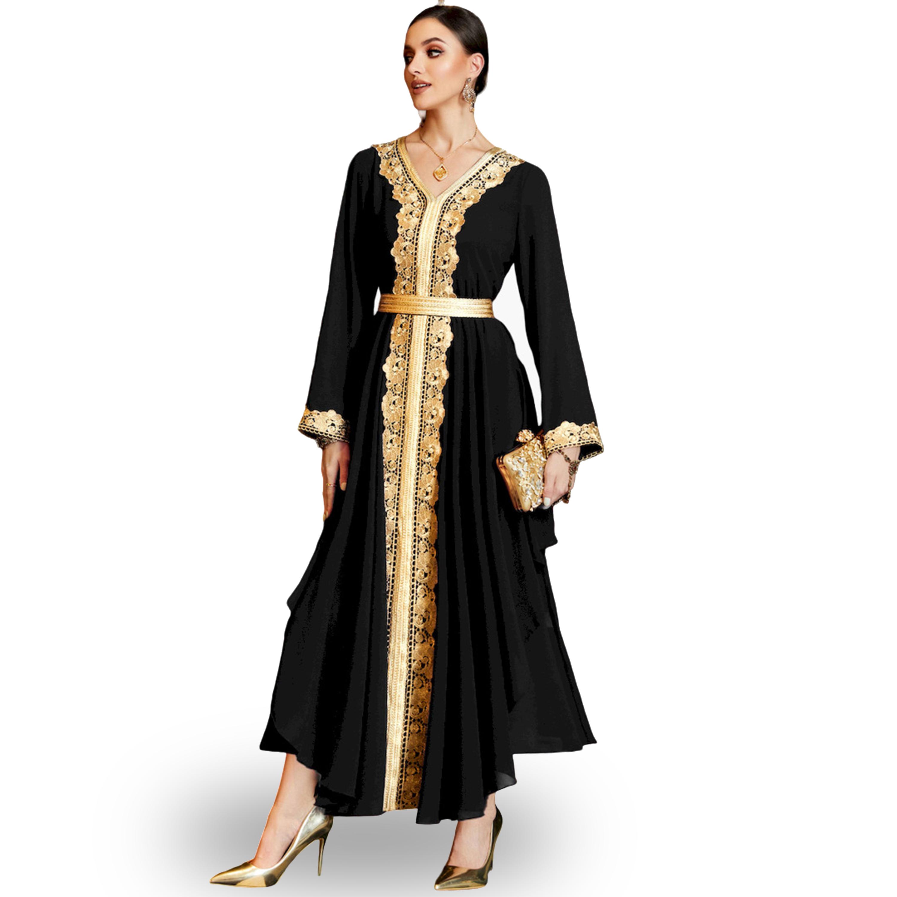 جلابية بتفاصيل رقع وحواف ذهبية-women-arabicclothing-jalabiyas-image-5