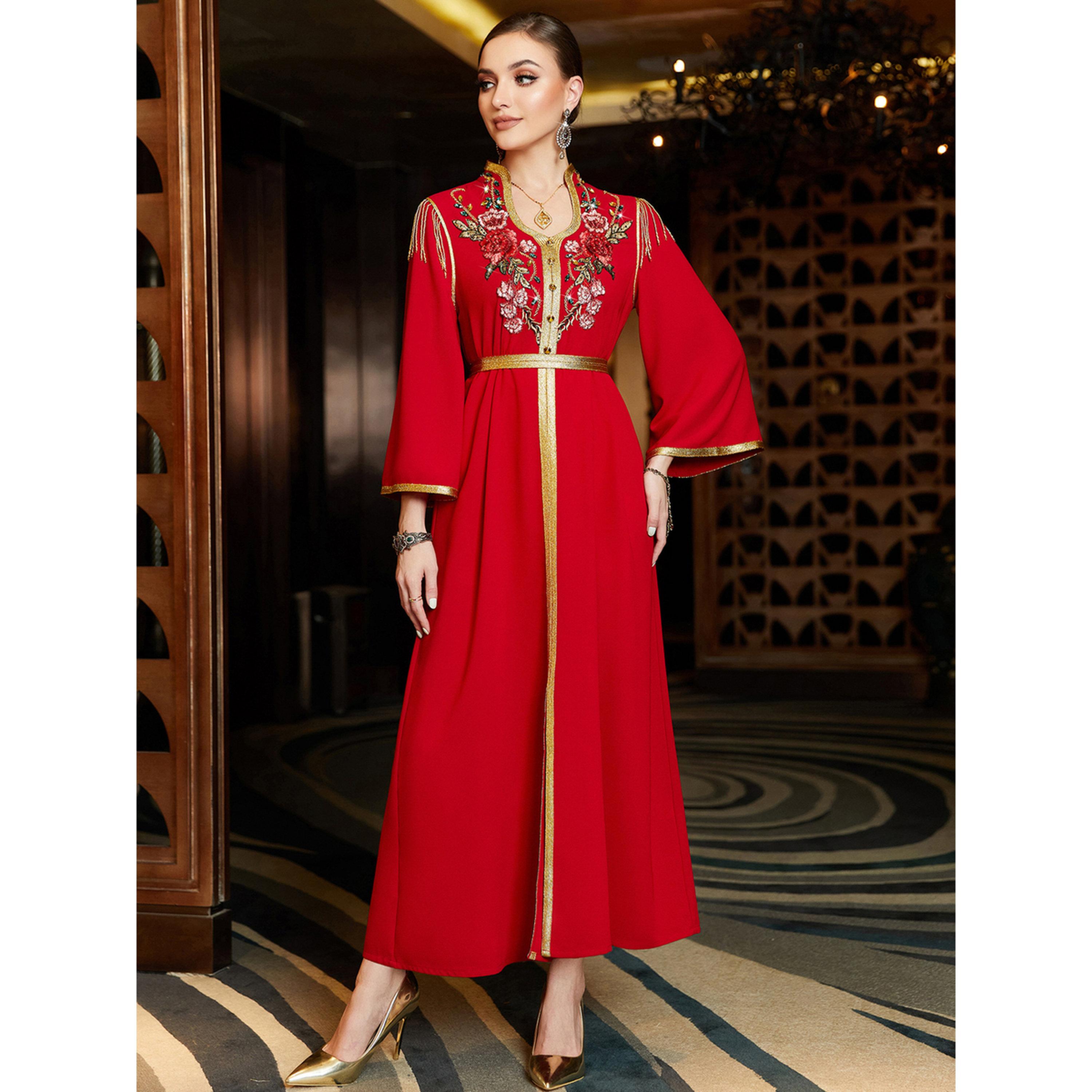 جلابية مطرزة ومزينة بالفصوص-women-arabicclothing-jalabiyas-image-5