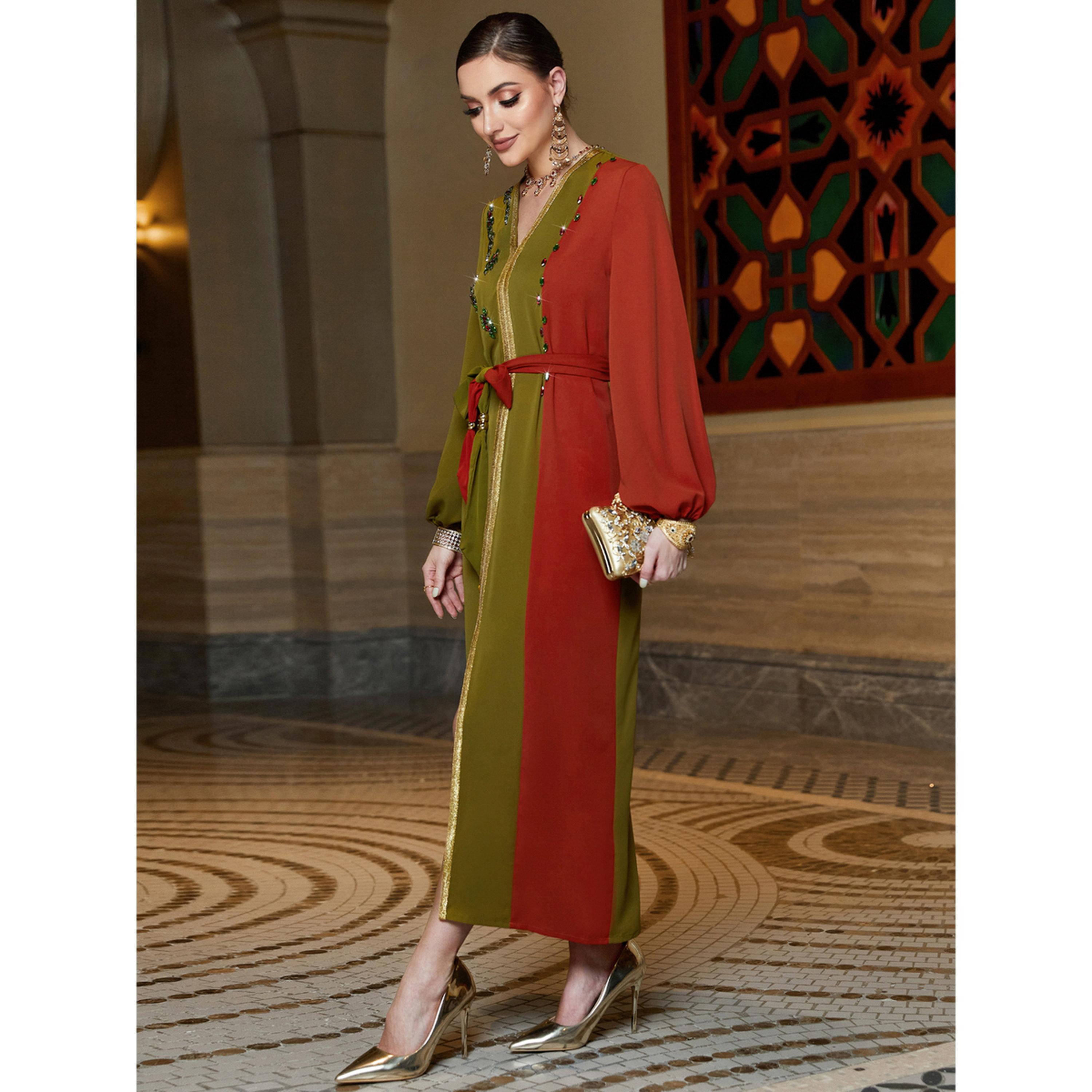 Take Two Women Color Block Rhinestone Embellished Jalabiya-women-arabicclothing-jalabiyas-image-4