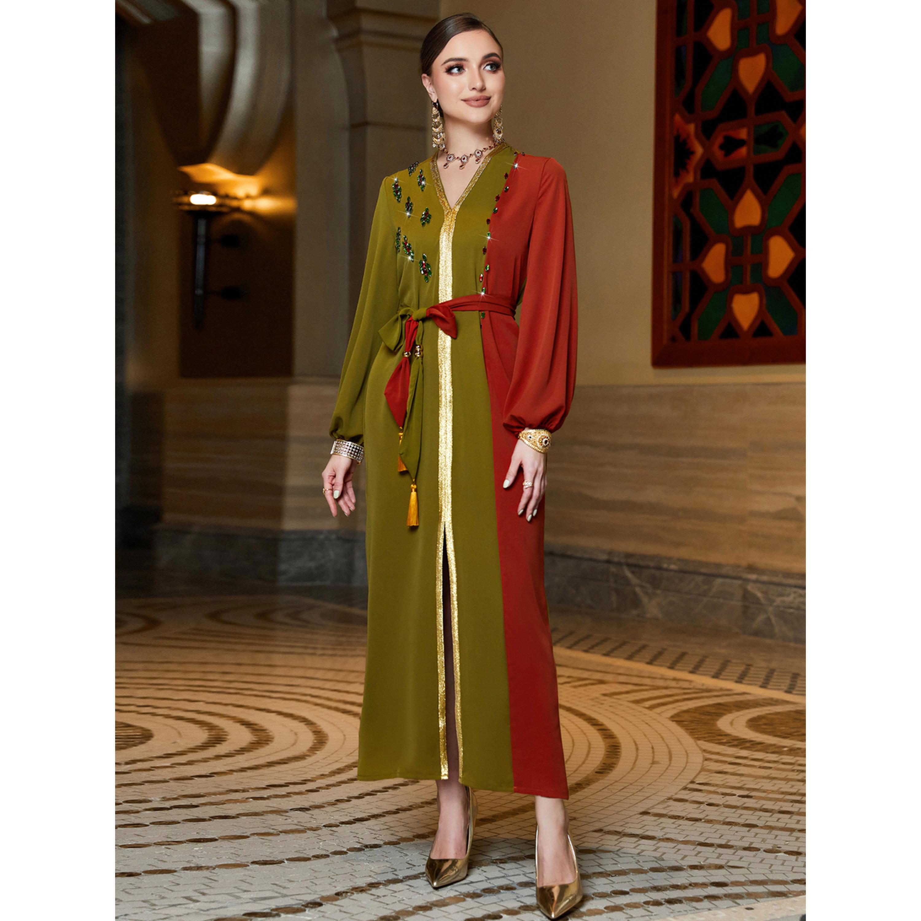 Take Two Women Color Block Rhinestone Embellished Jalabiya-women-arabicclothing-jalabiyas-image-5
