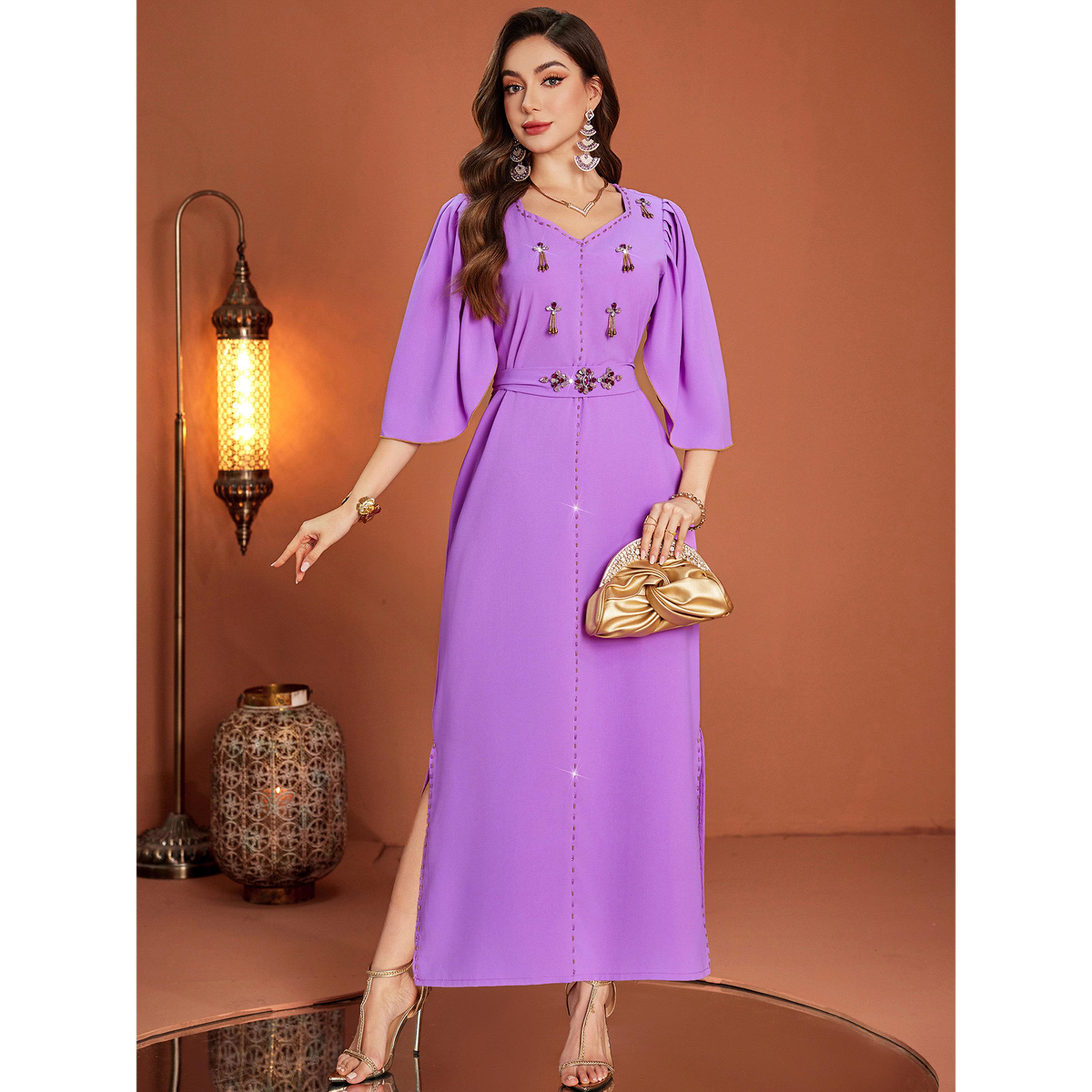 Take Two Women Lilac Rhinestone Embellished Maxi Dress-women-clothing-dresses-image-3