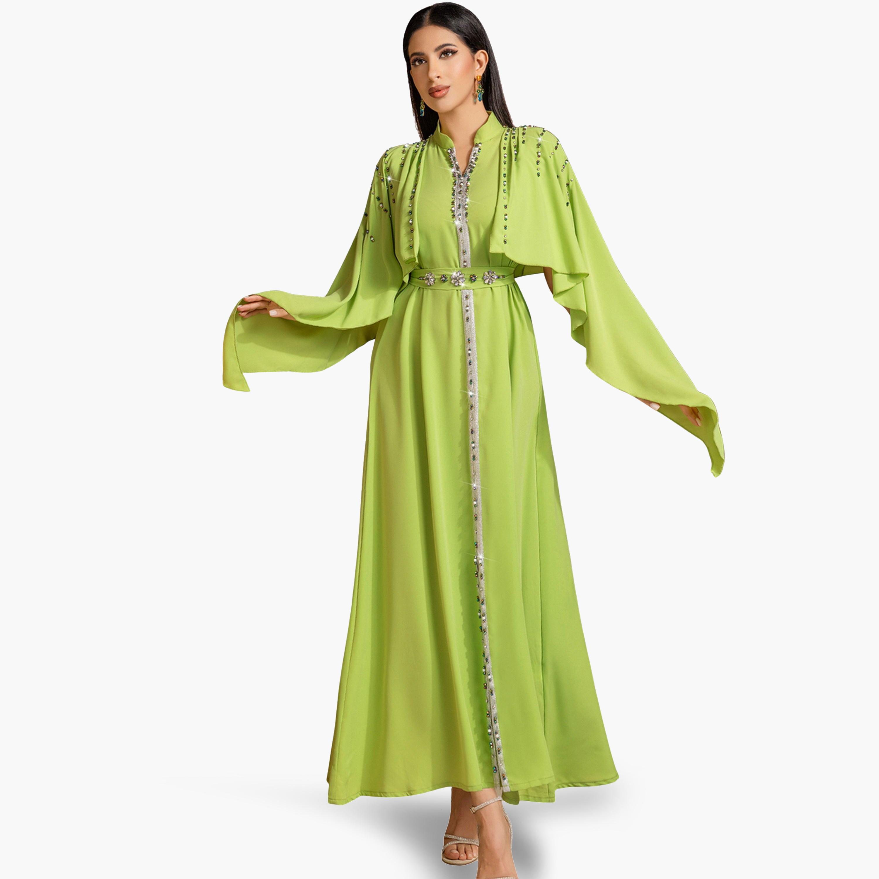 جلابية بياقة ومزينة بالفصوص-women-arabicclothing-jalabiyas-image-1
