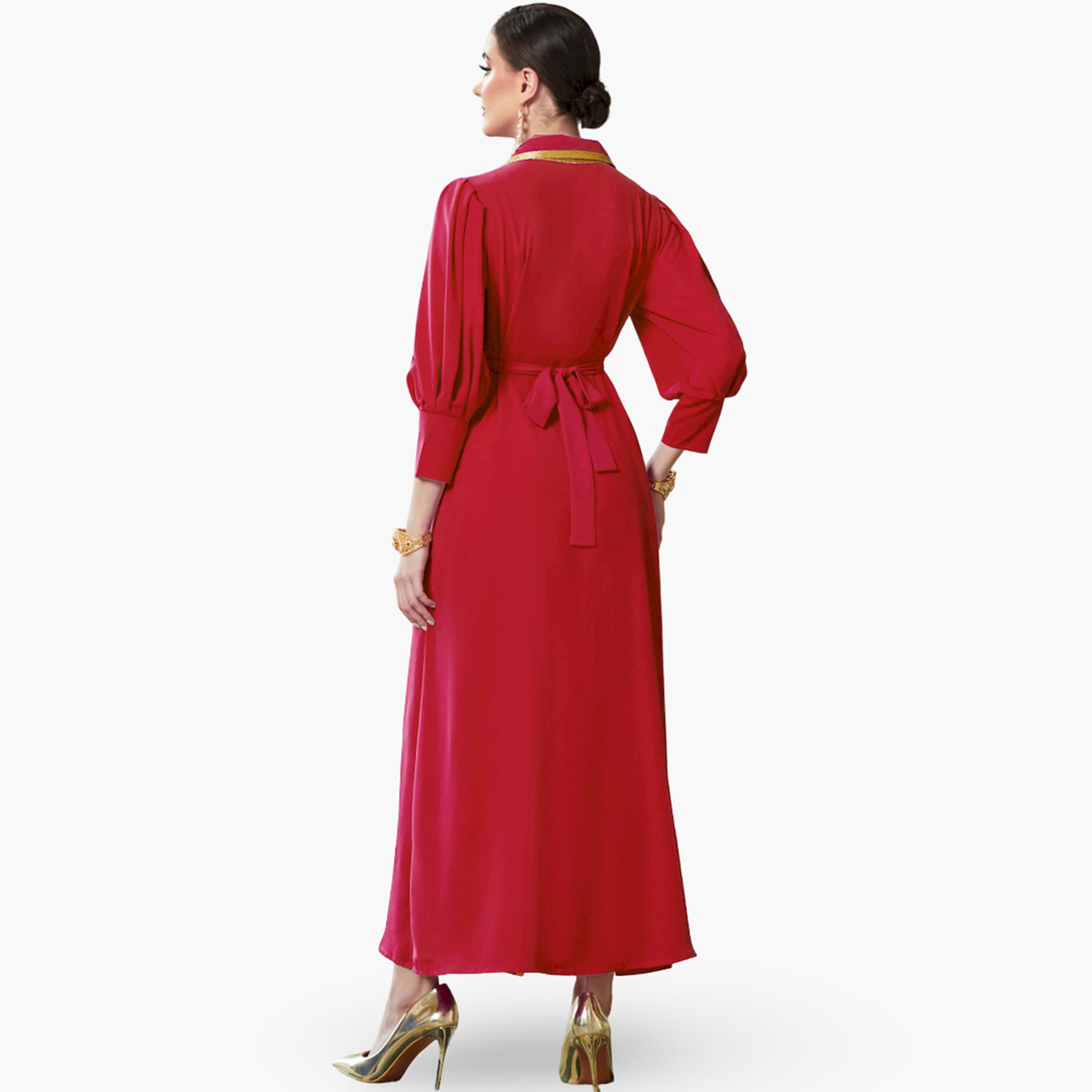 جلابية مزينة بياقة مفتوحة وحواف ذهبية-women-arabicclothing-jalabiyas-image-3