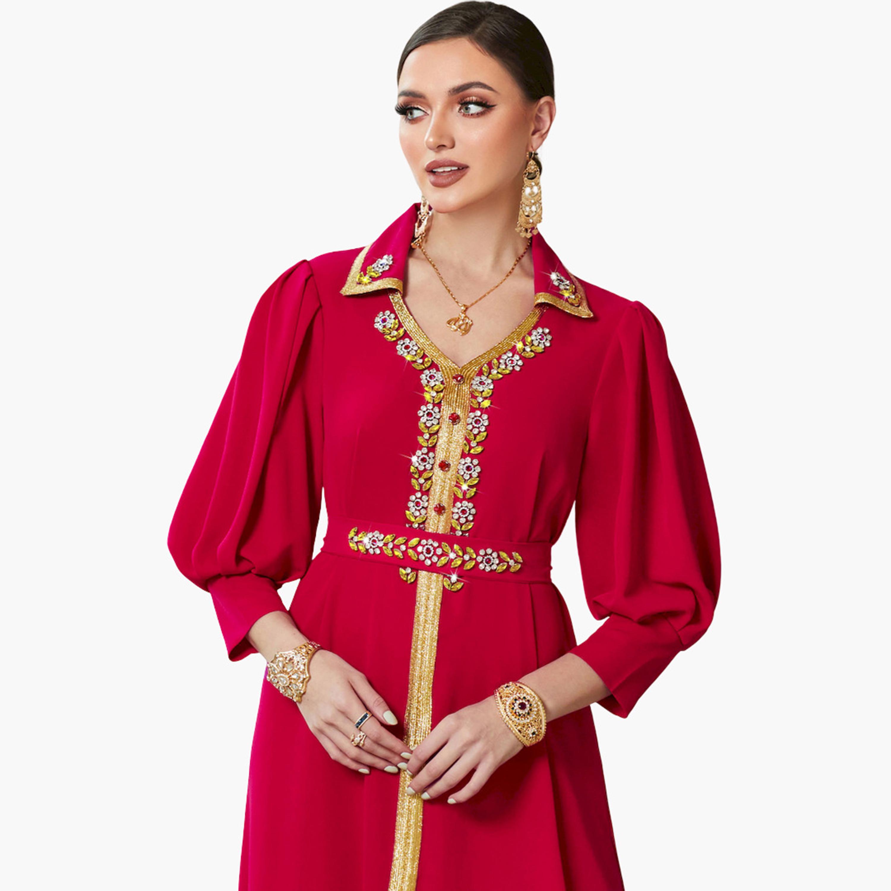 جلابية مزينة بياقة مفتوحة وحواف ذهبية-women-arabicclothing-jalabiyas-image-4