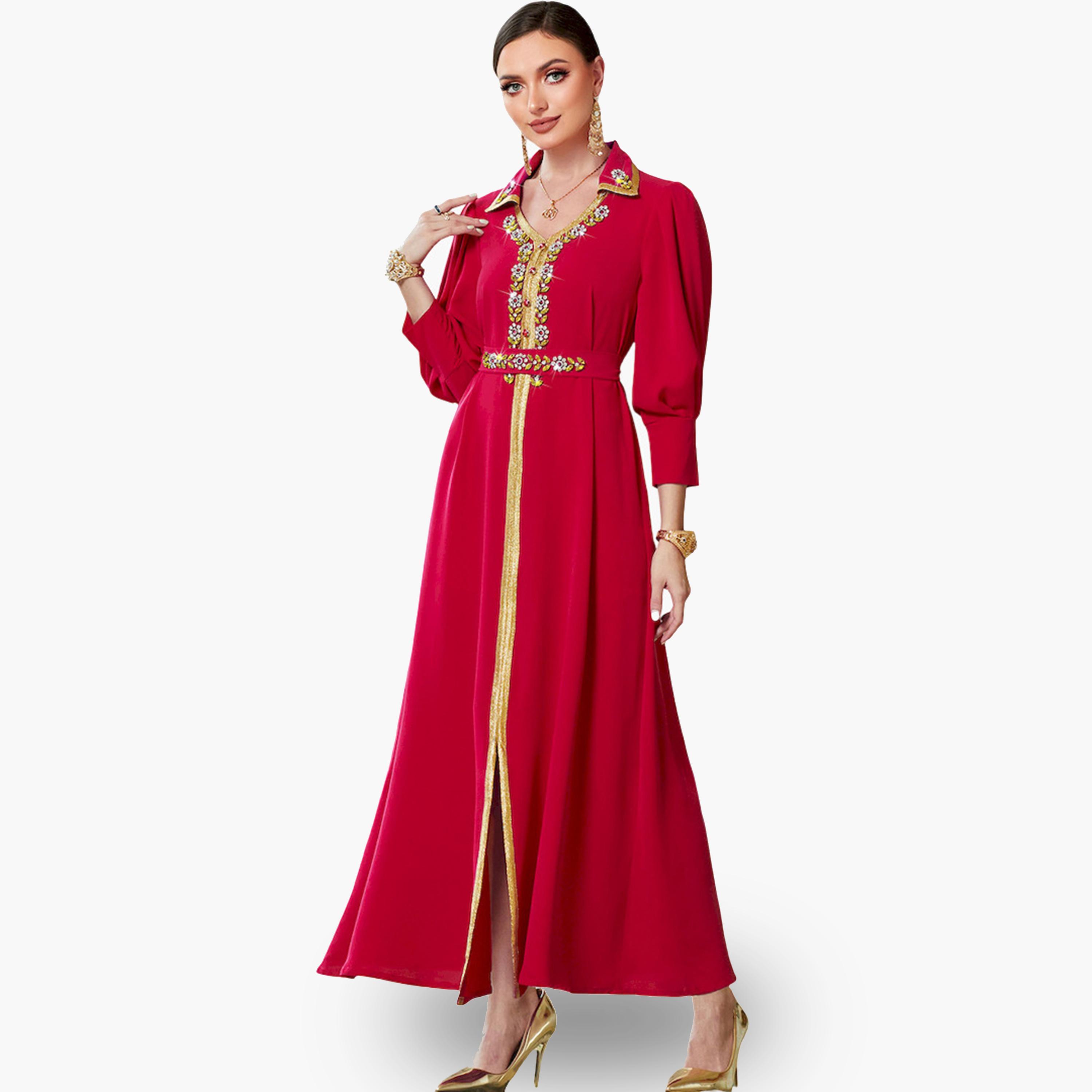 جلابية مزينة بياقة مفتوحة وحواف ذهبية-women-arabicclothing-jalabiyas-image-5