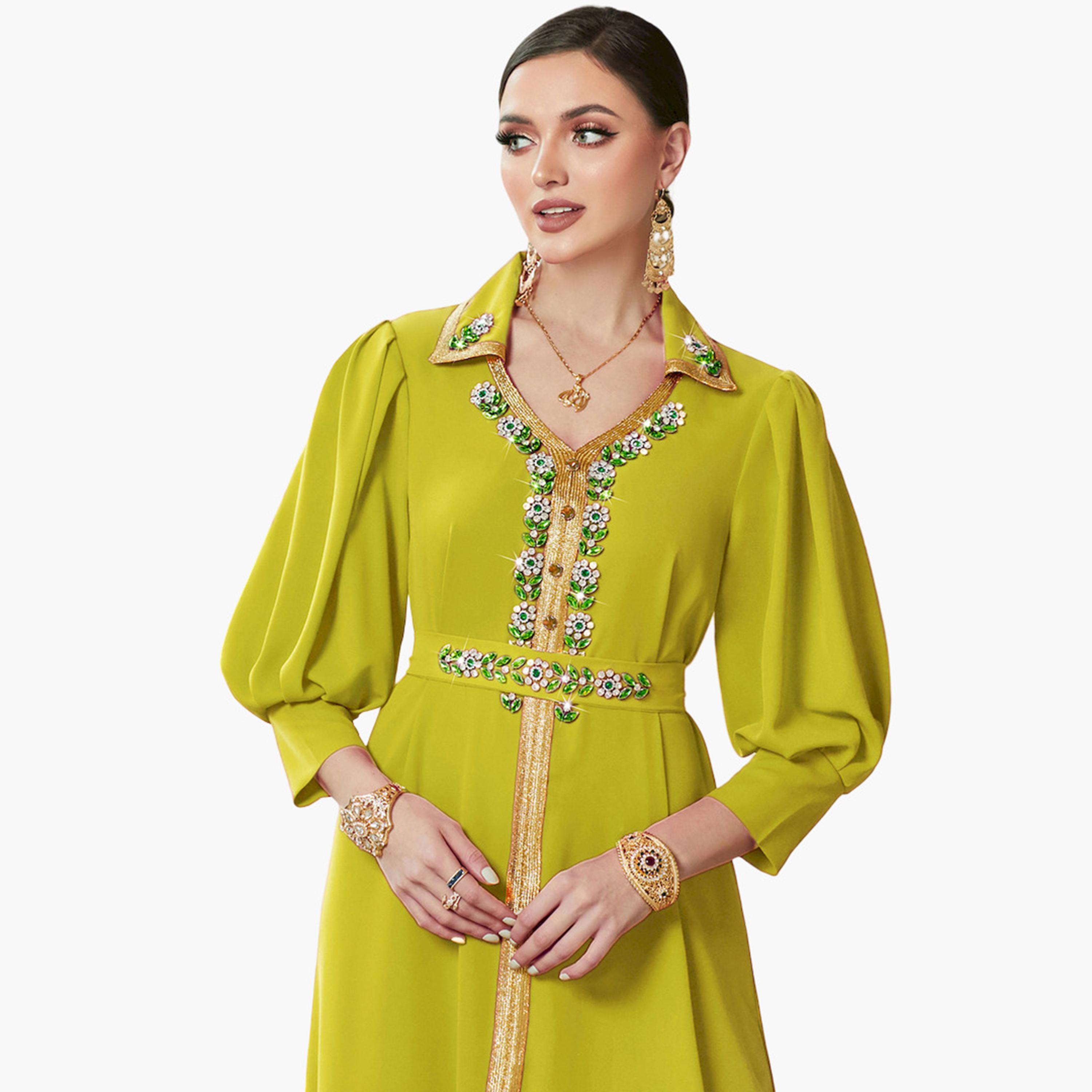 جلابية مزينة بياقة مفتوحة وحواف ذهبية-women-arabicclothing-jalabiyas-image-3