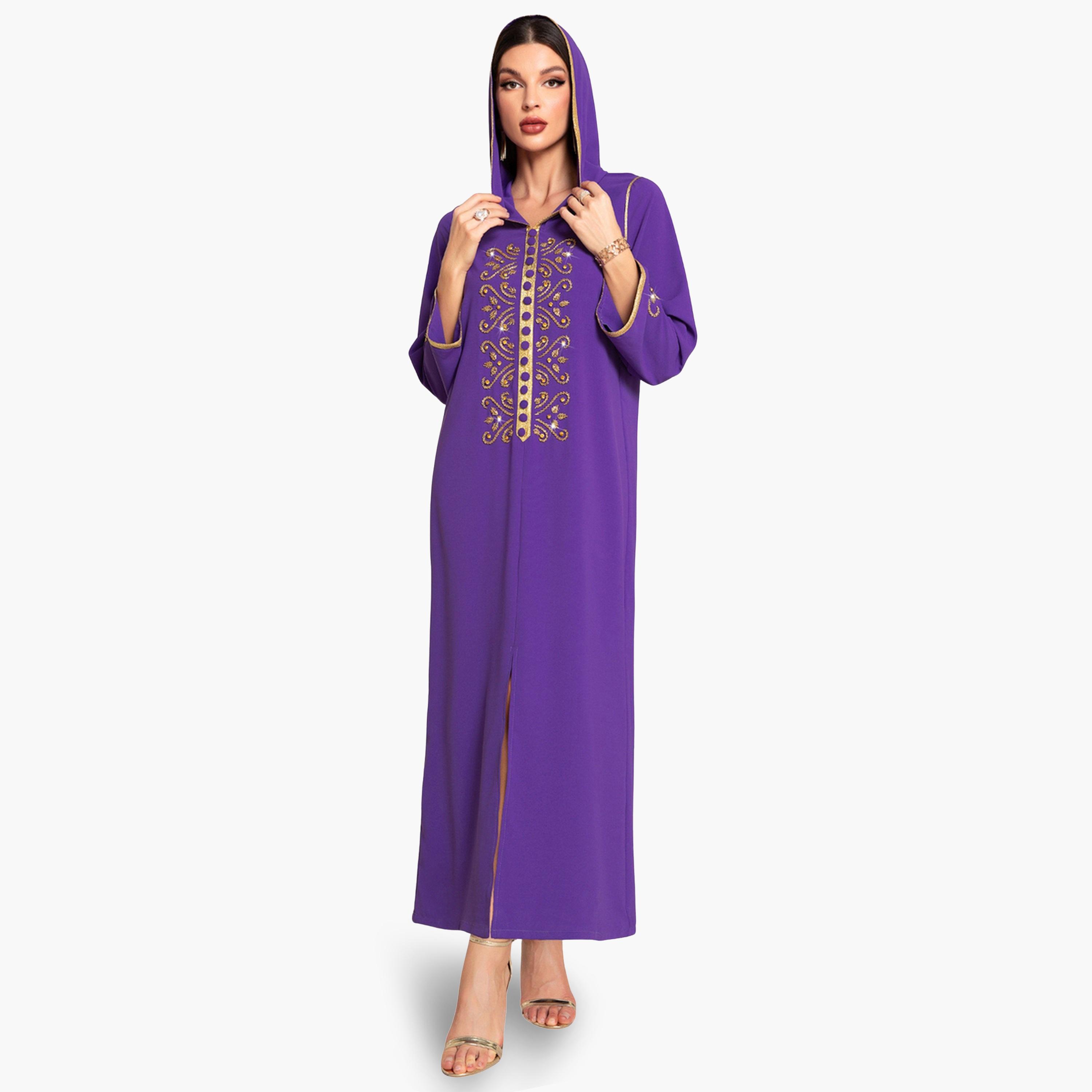 جلابية بقلنسوة ومنمقة بحجر الراين-women-arabicclothing-jalabiyas-image-1