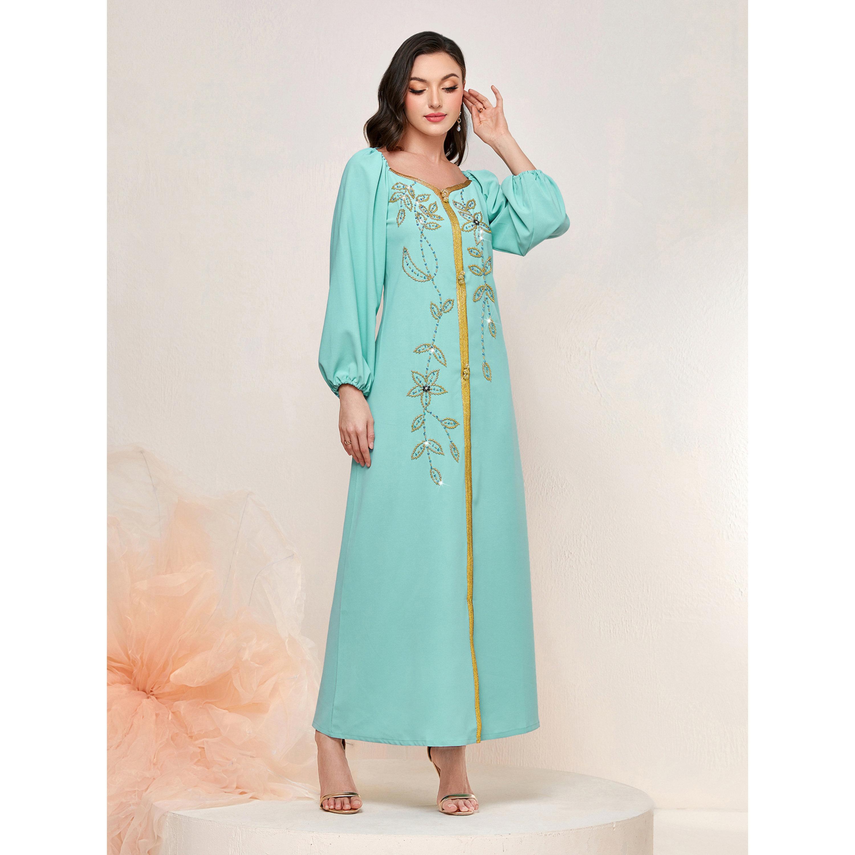 جلابية مزينة بالفصوص وحواف ذهبية-women-arabicclothing-jalabiyas-image-3