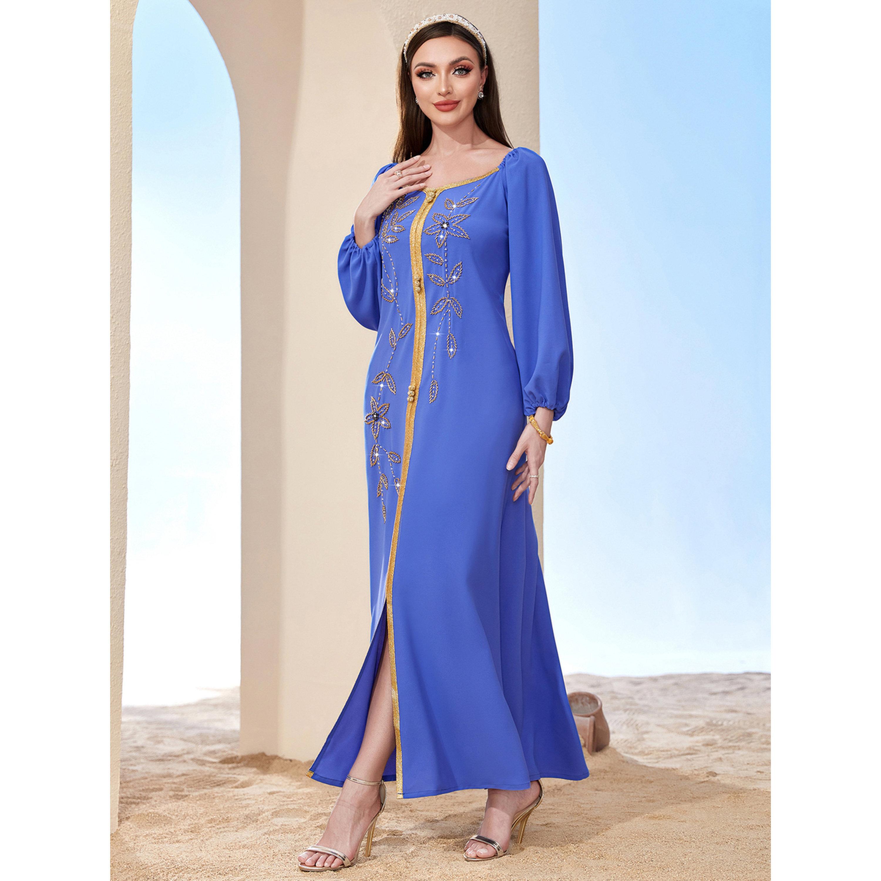 جلابية مزينة بالفصوص وحواف ذهبية-women-arabicclothing-jalabiyas-image-3