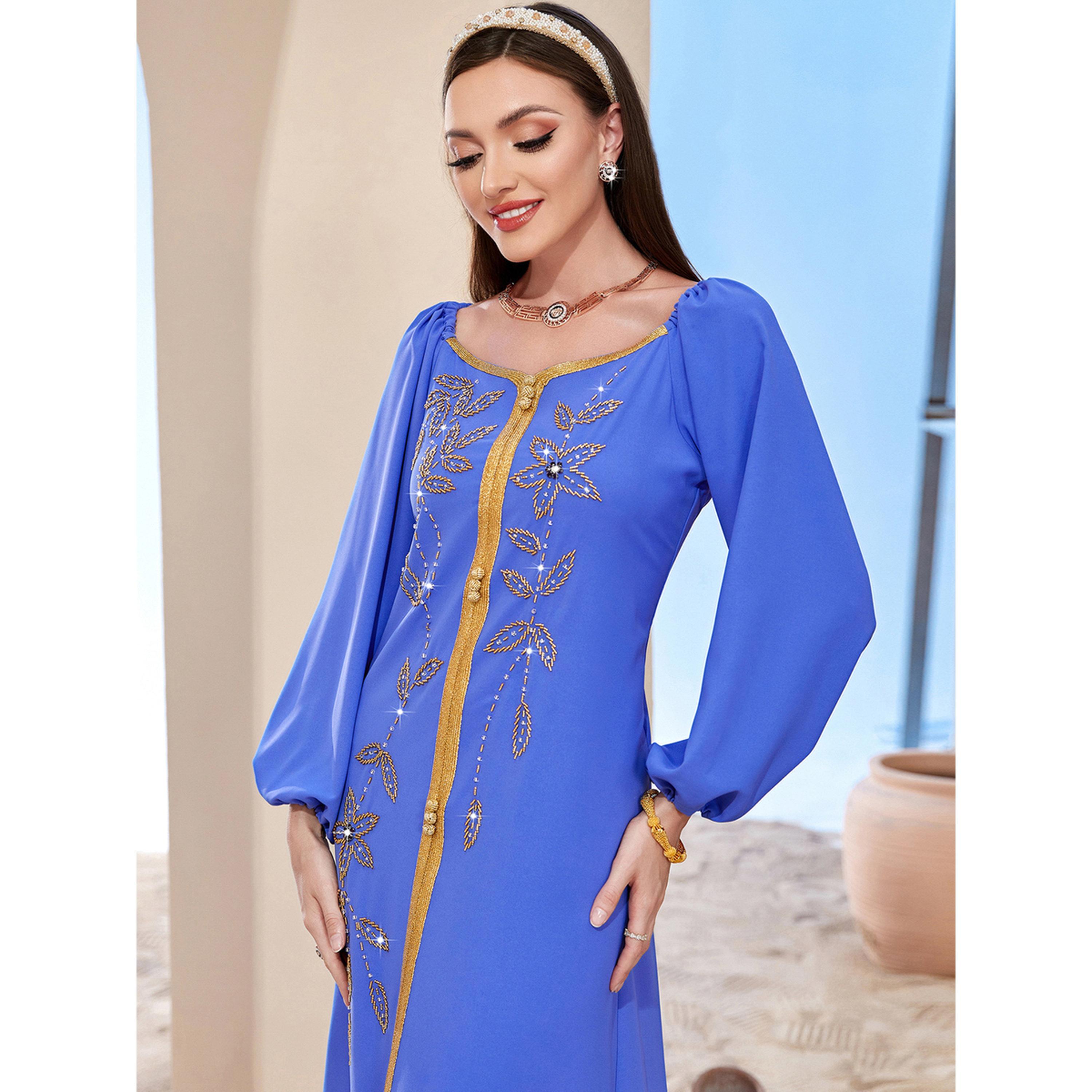 جلابية مزينة بالفصوص وحواف ذهبية-women-arabicclothing-jalabiyas-image-4