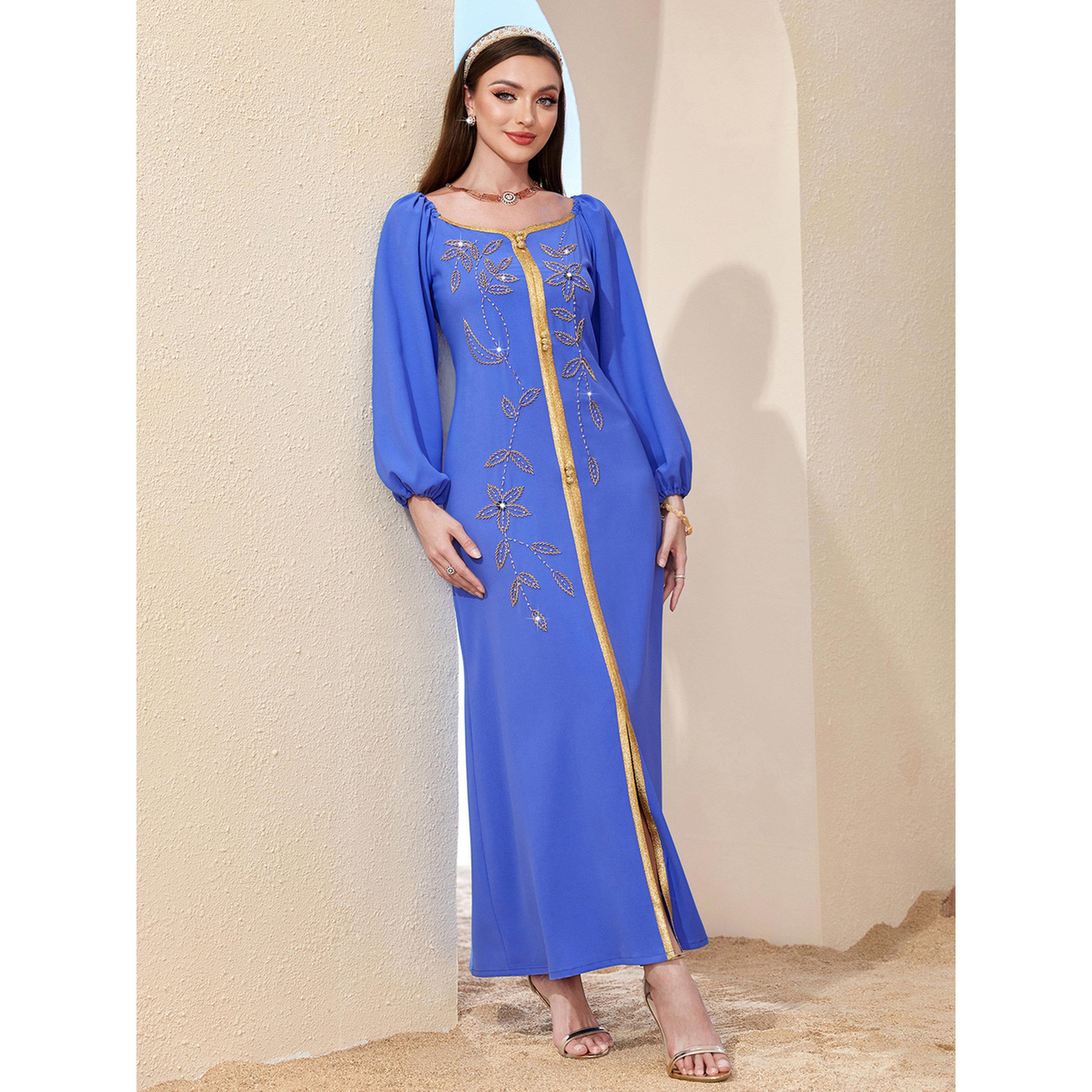 جلابية مزينة بالفصوص وحواف ذهبية-women-arabicclothing-jalabiyas-image-5