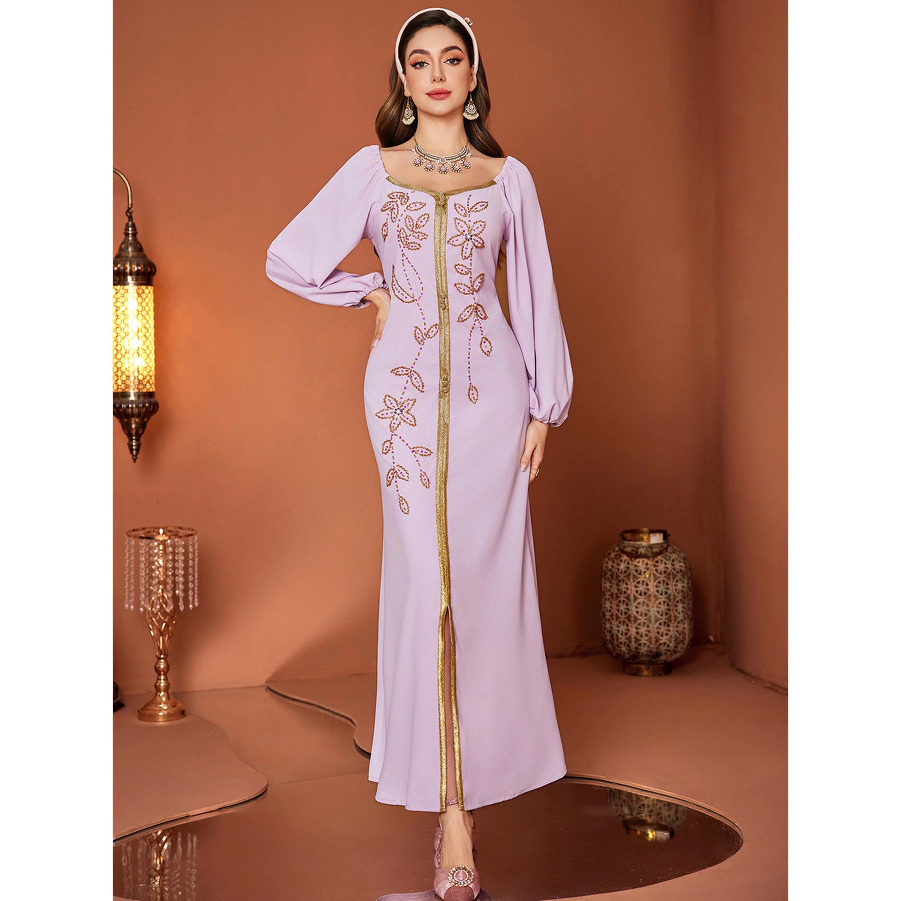 جلابية مزينة بالفصوص وحواف ذهبية-women-arabicclothing-jalabiyas-image-2