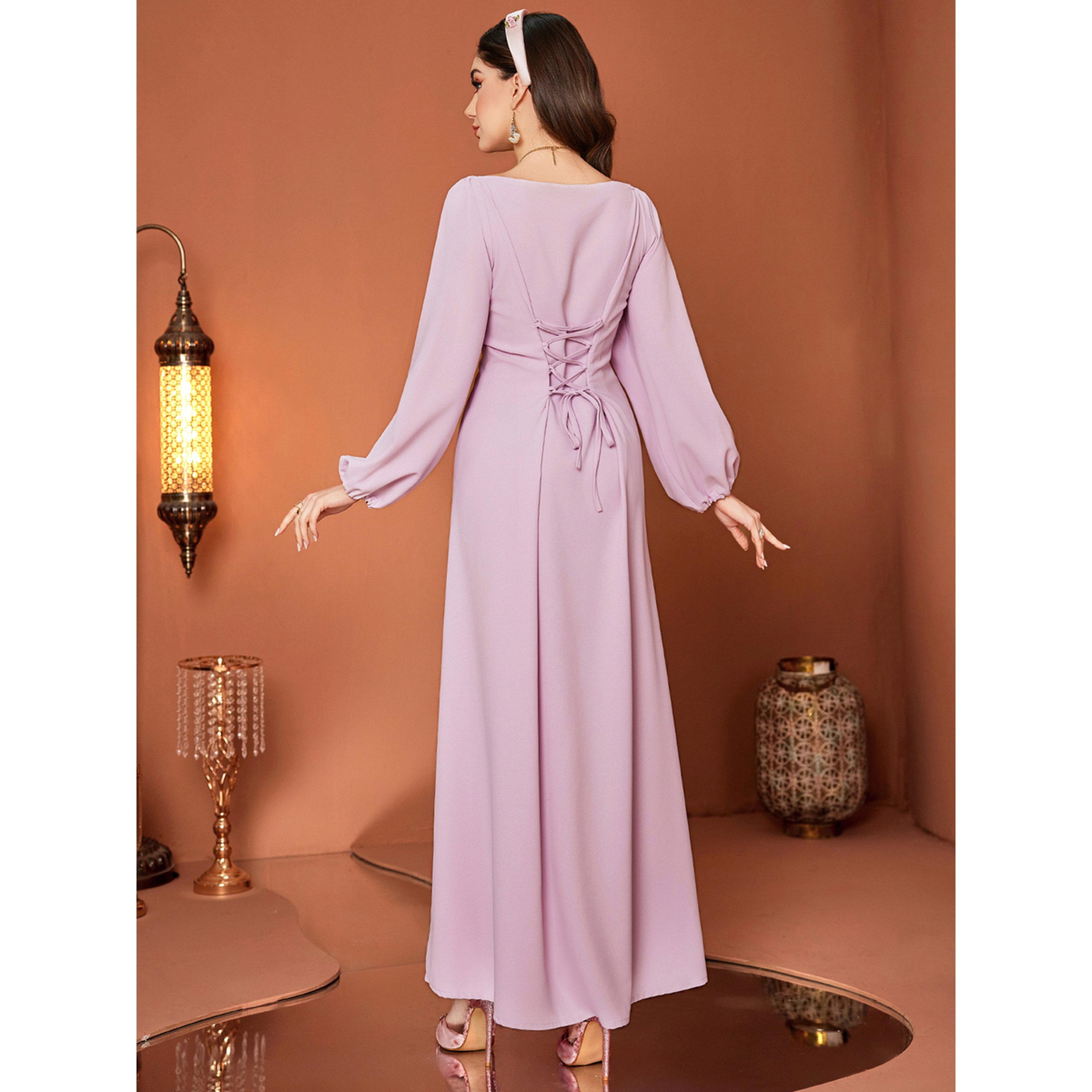 جلابية مزينة بالفصوص وحواف ذهبية-women-arabicclothing-jalabiyas-image-4
