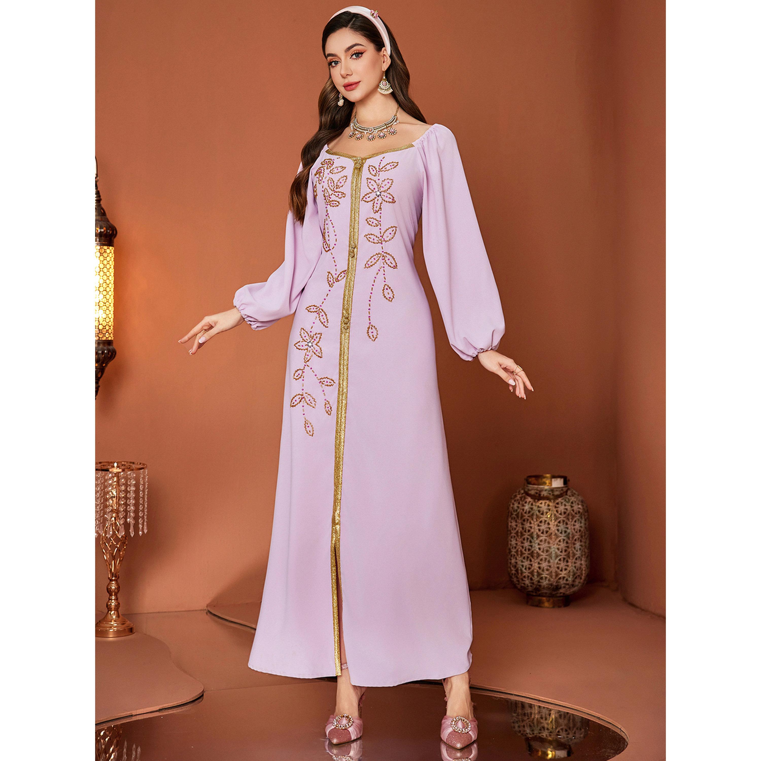 جلابية مزينة بالفصوص وحواف ذهبية-women-arabicclothing-jalabiyas-image-5