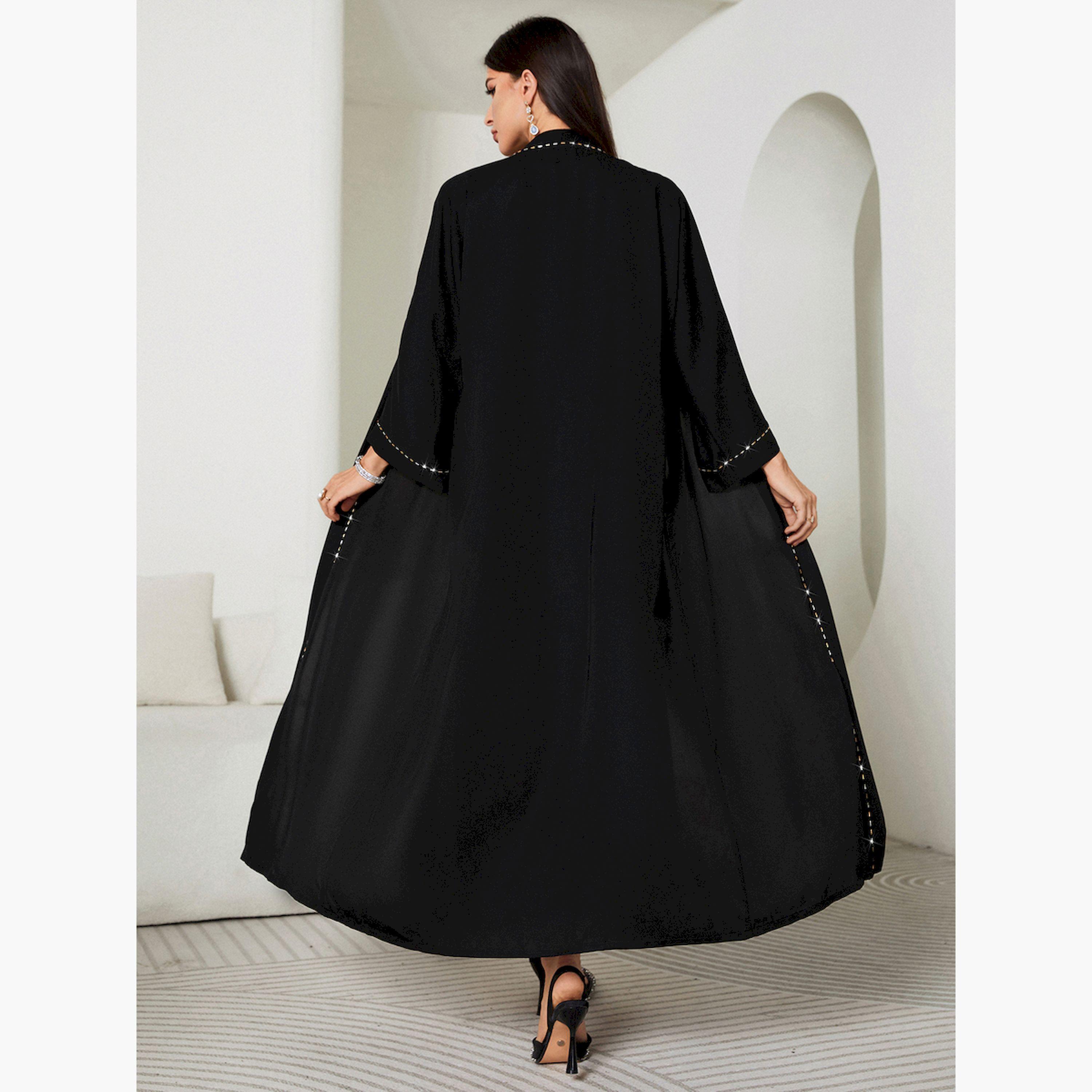 طقم من عباية وفستان طويل محتشم مزين-women-arabicclothing-sets-image-3