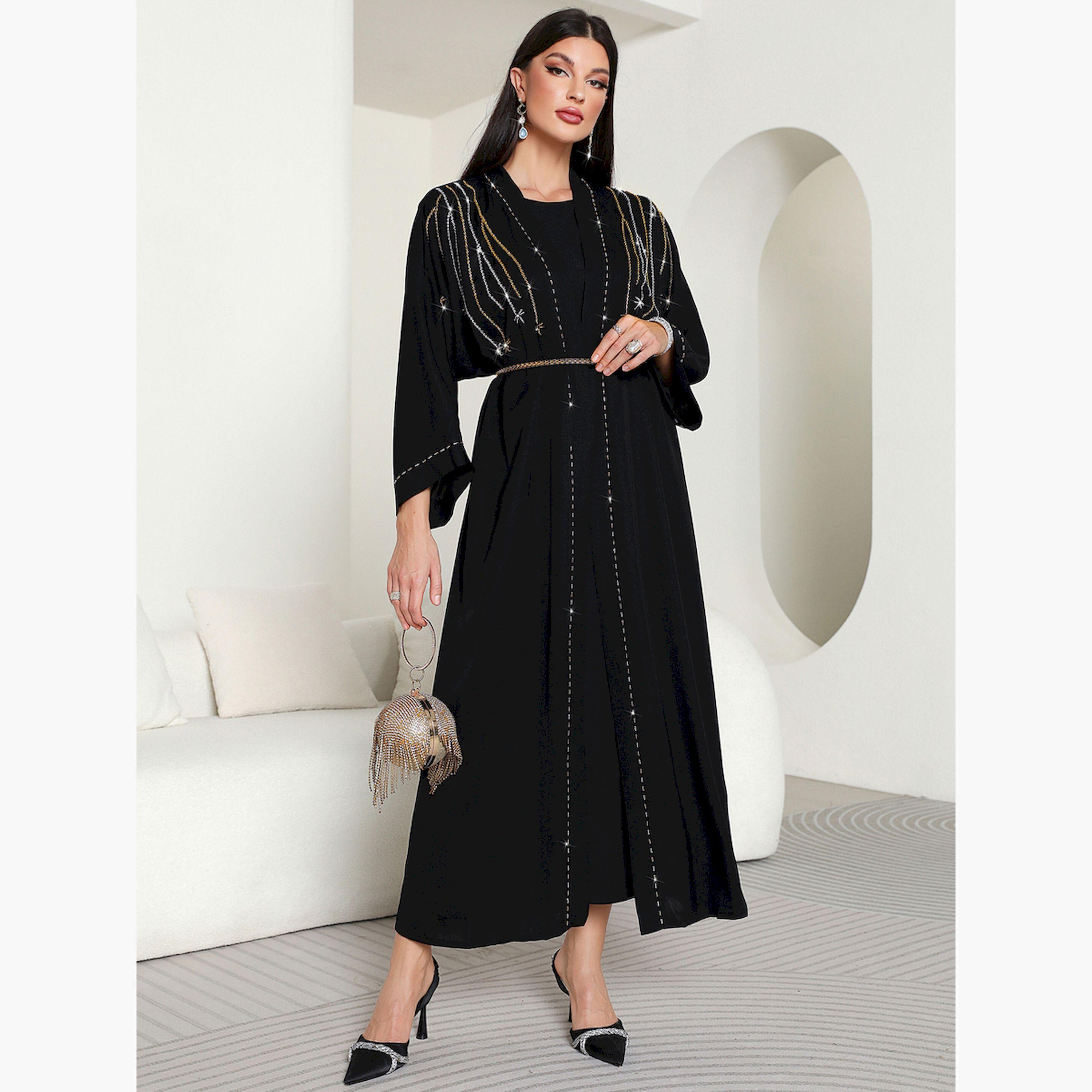 Take Two Women Embellished Abaya and Maxi Dress Modest Set-women-arabicclothing-sets-image-4