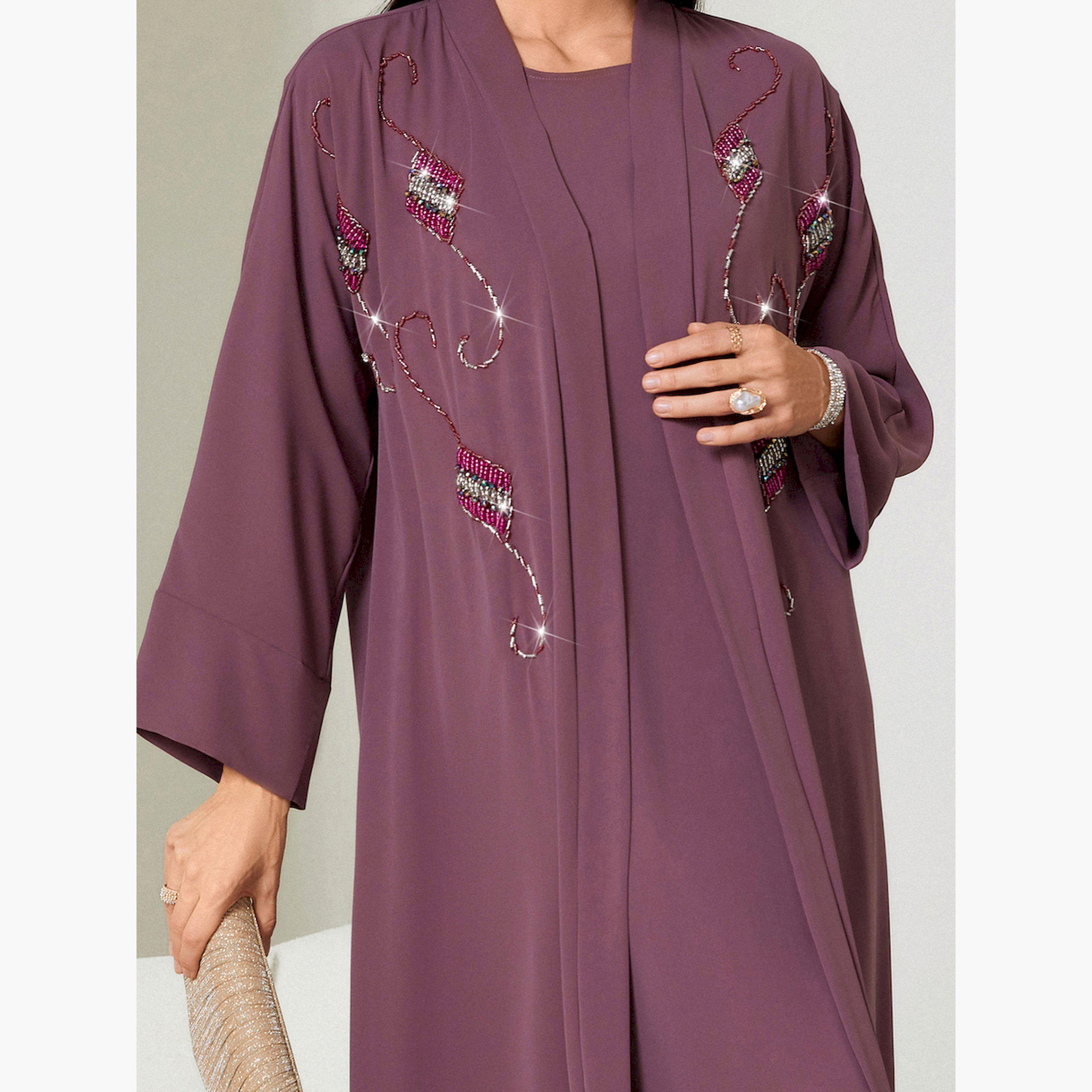 طقم من عباية مزينة بالراين مع فستان داخلي-women-arabicclothing-sets-image-6