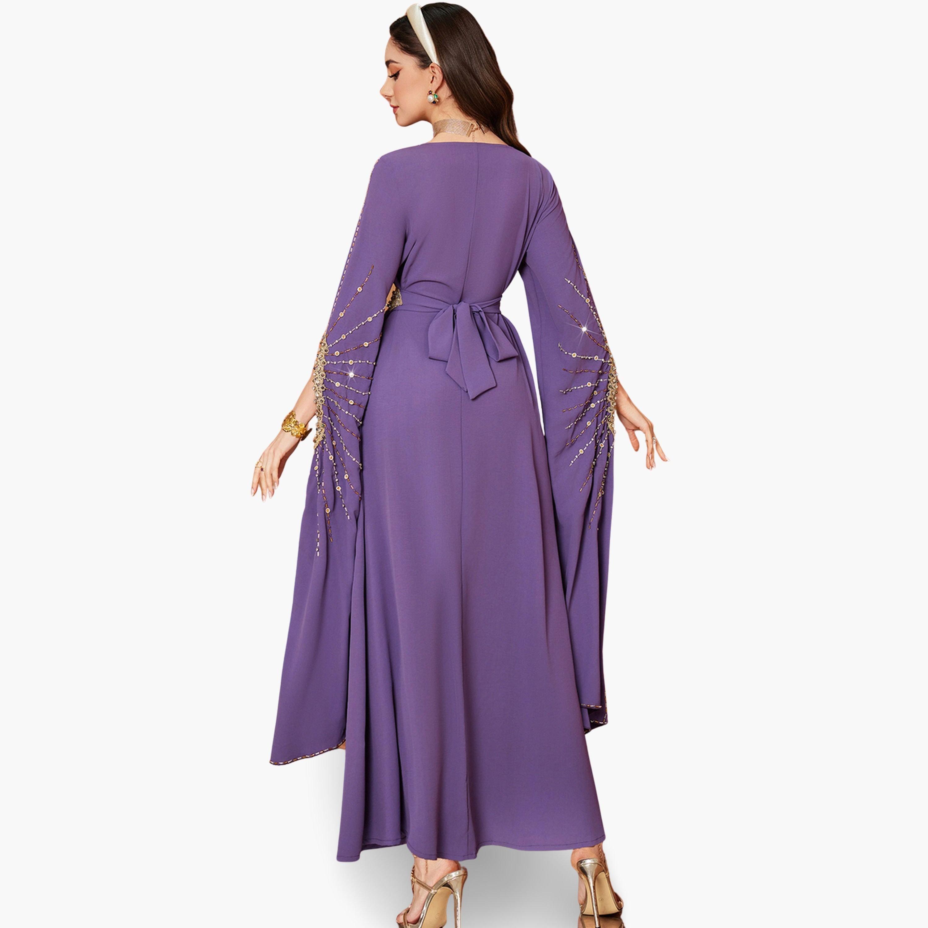 جلابية مزينة بالفصوص وأكمام بفتحة-women-arabicclothing-jalabiyas-image-3