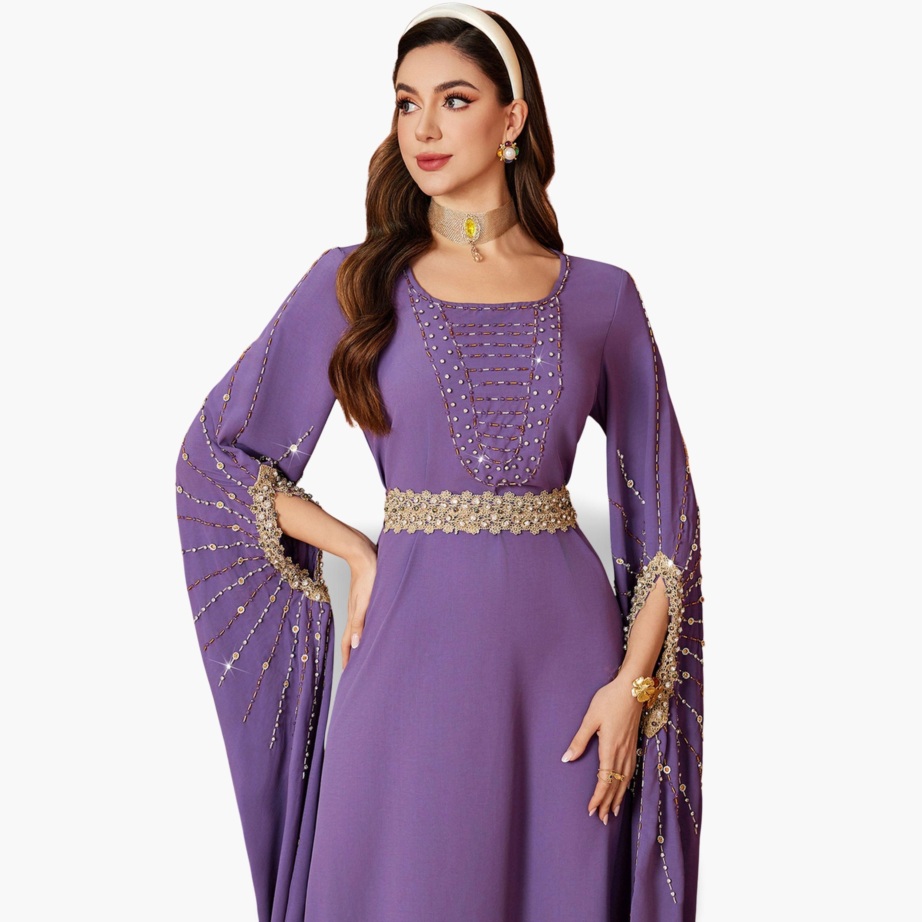 جلابية مزينة بالفصوص وأكمام بفتحة-women-arabicclothing-jalabiyas-image-5