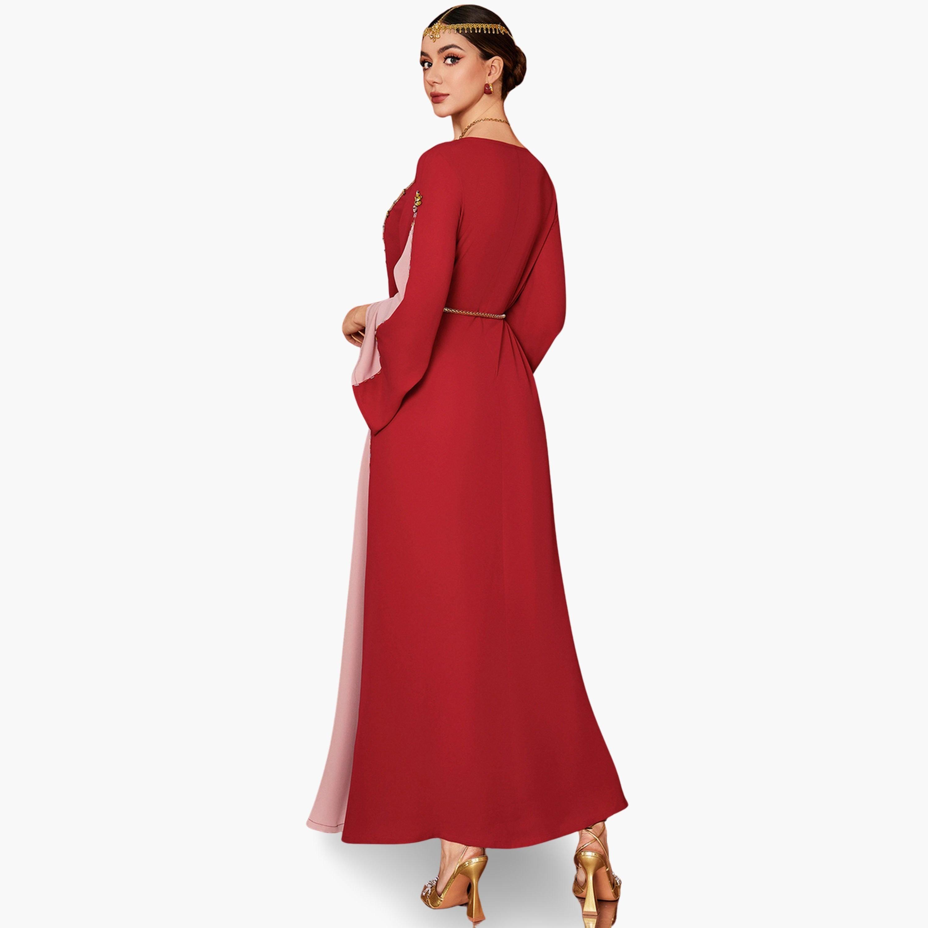 جلابية مزينة بالفصوص ورقع ذهبية-women-arabicclothing-jalabiyas-image-3
