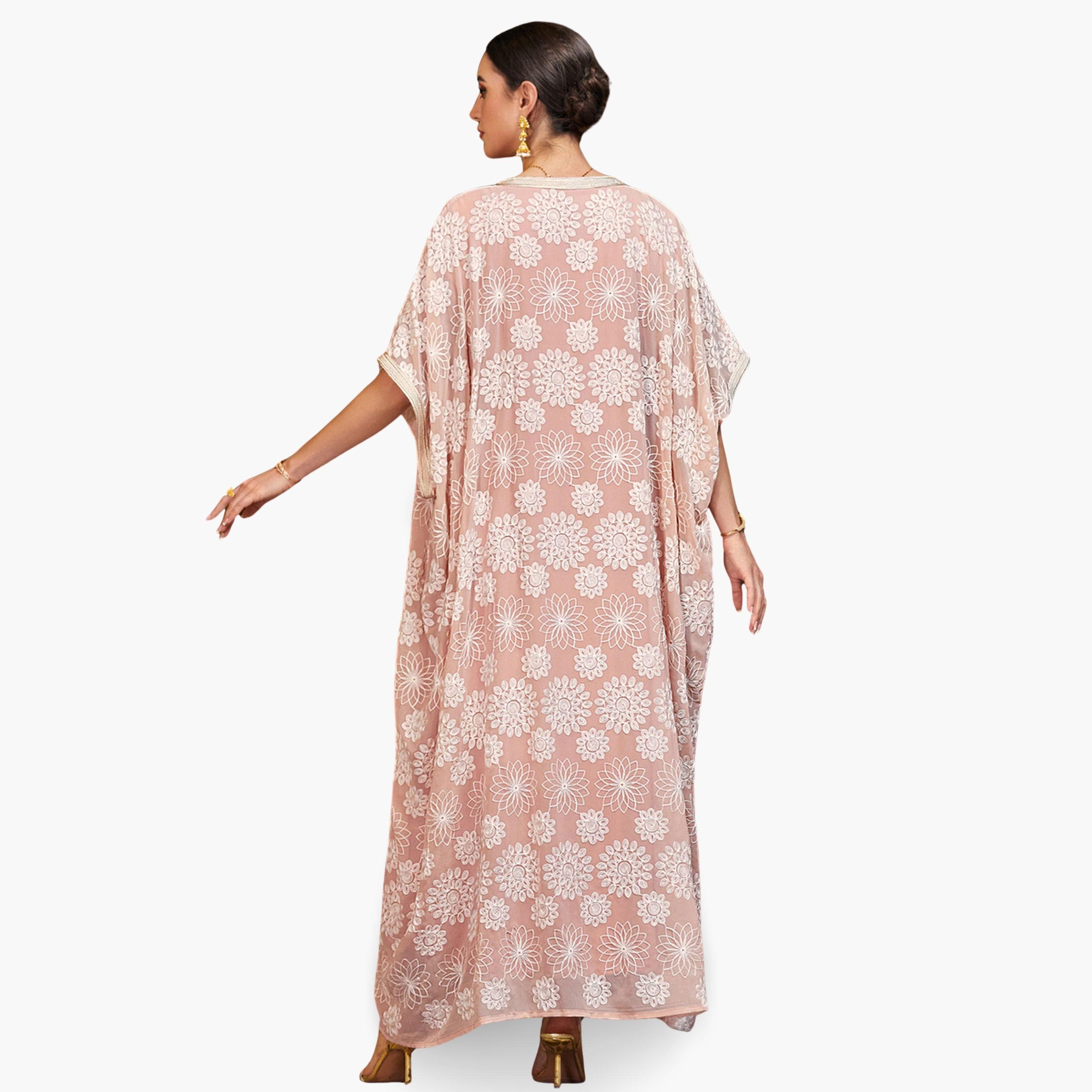 Take Two Women Rhinestone Embellished Flower Patch Belted Jalabiya-women-arabicclothing-jalabiyas-image-4