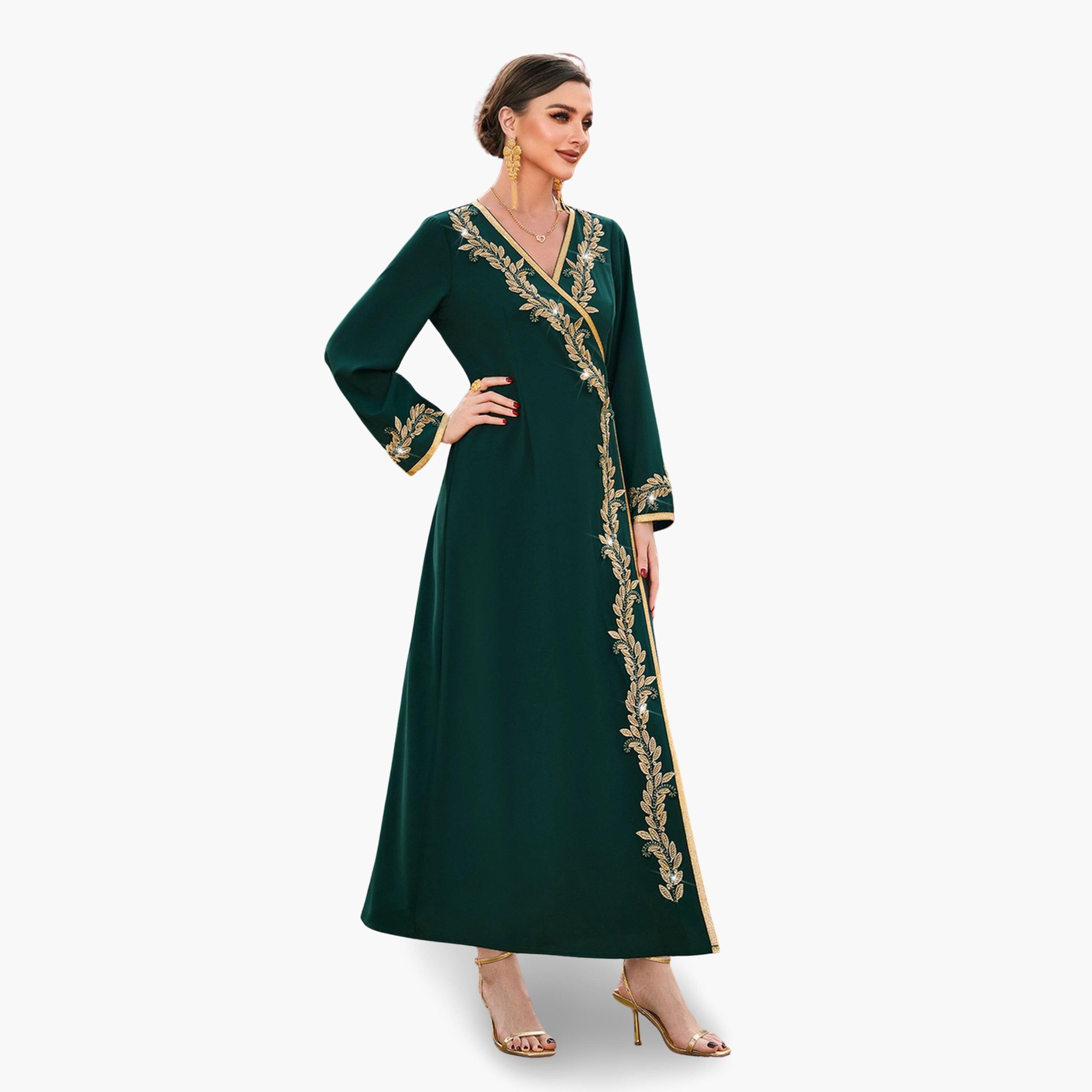 جلابية مطرزة بزهور ذهبية-women-arabicclothing-jalabiyas-image-5