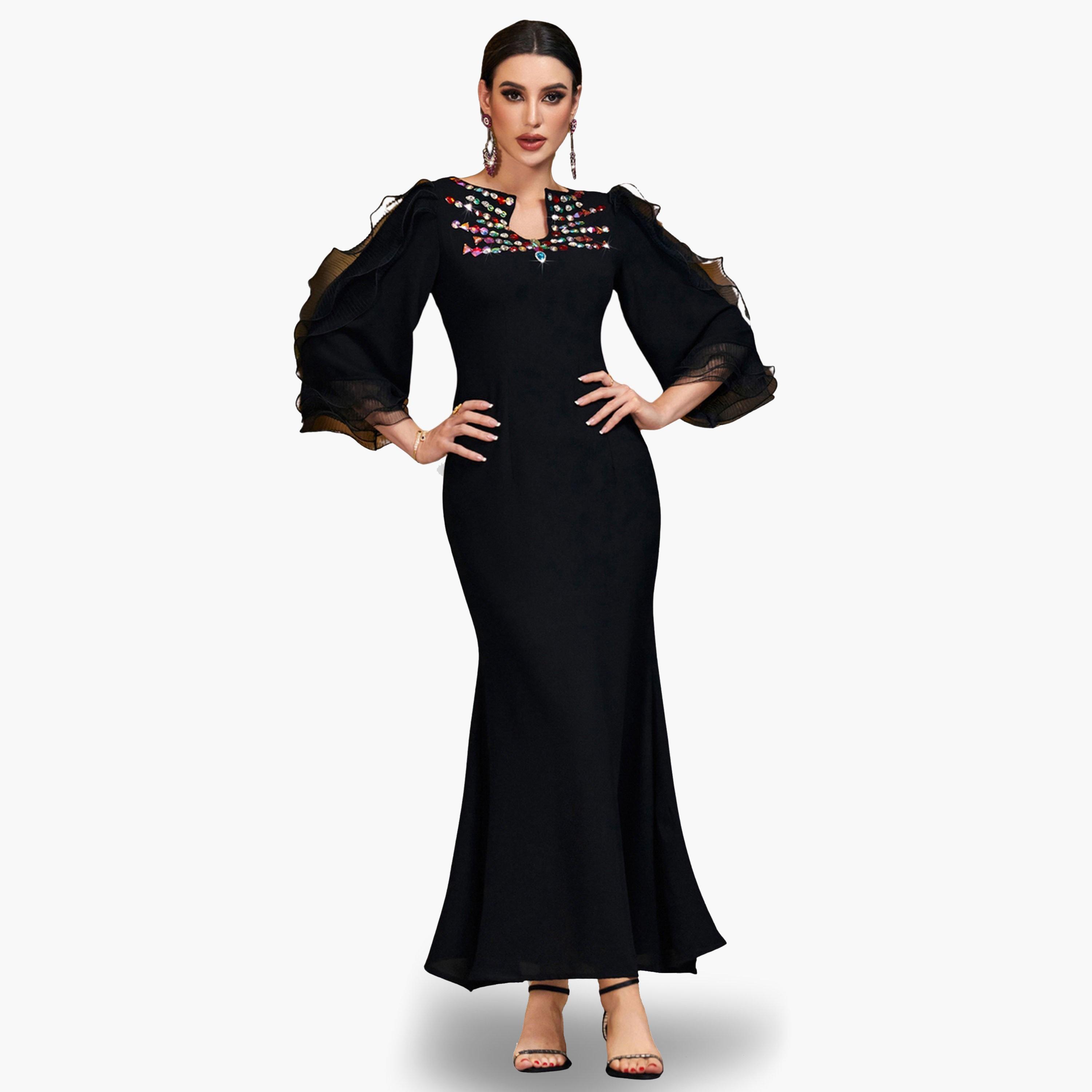 فستان طويل نسائي ضيق مزين بالفصوص-women-clothing-dresses-image-1